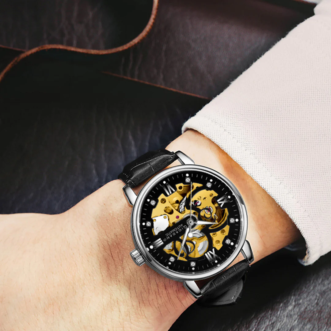 Giordano Brown  Iconic Skeleton Automatic Watch with Brilliant Diamond Accents for Men - GZ-50113-02 - Image 6