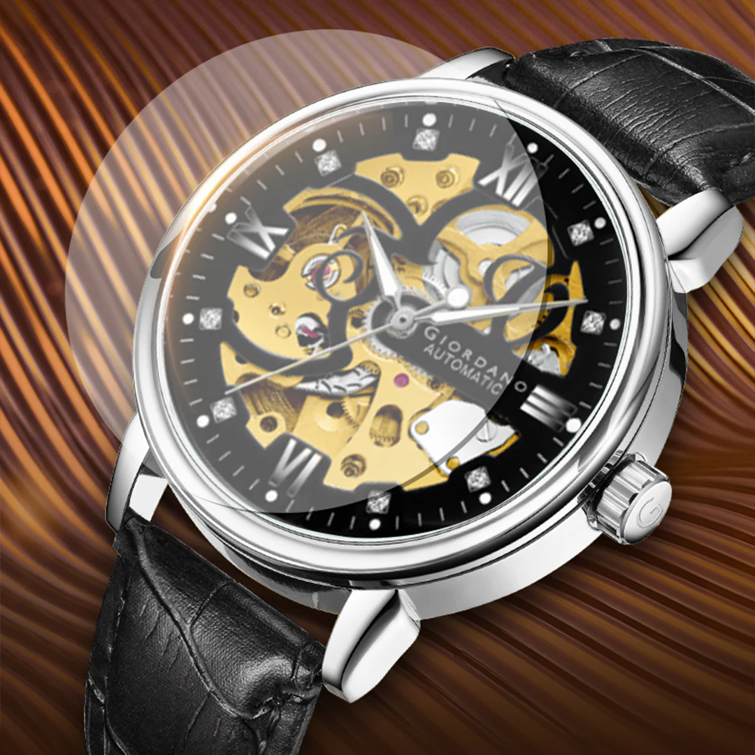 Giordano Brown  Iconic Skeleton Automatic Watch with Brilliant Diamond Accents for Men - GZ-50113-02 - Image 9