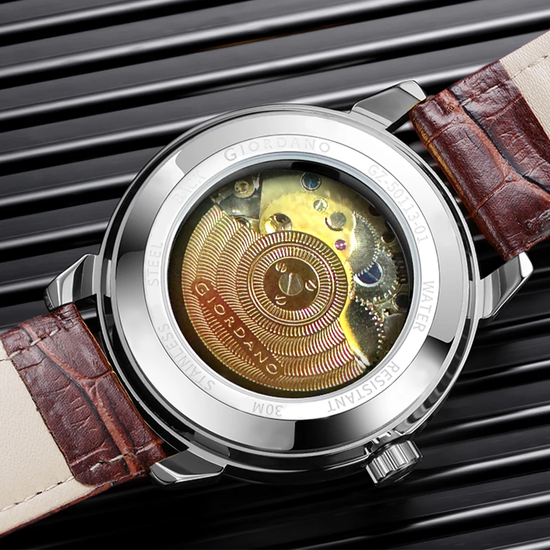 Giordano Brown  Iconic Skeleton Automatic Watch with Brilliant Diamond Accents for Men - GZ-50113-03 - Image 11