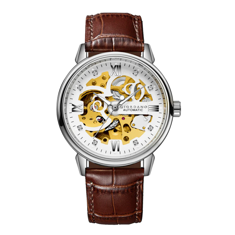 Giordano Brown  Iconic Skeleton Automatic Watch with Brilliant Diamond Accents for Men - GZ-50113-03 - Image 12