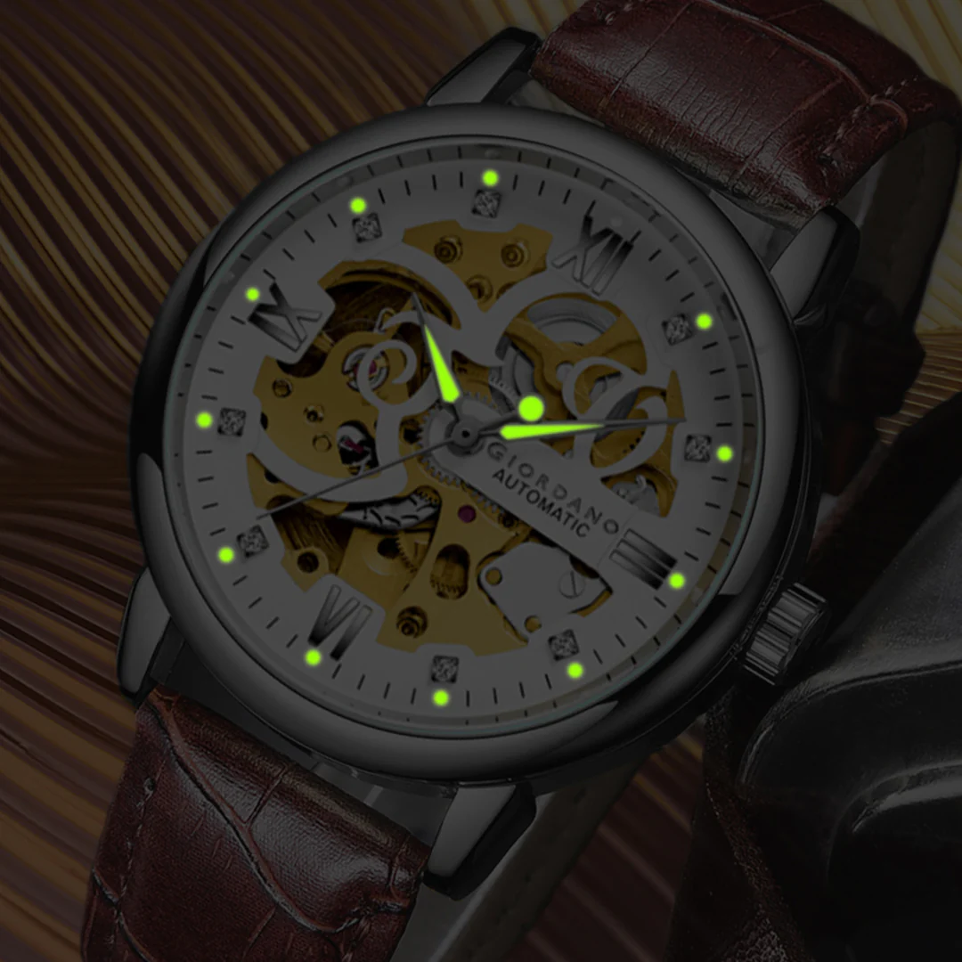 Giordano Brown  Iconic Skeleton Automatic Watch with Brilliant Diamond Accents for Men - GZ-50113-03 - Image 3