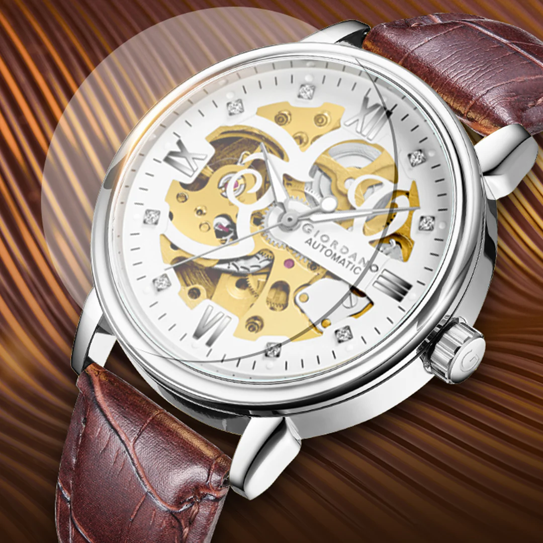 Giordano Brown  Iconic Skeleton Automatic Watch with Brilliant Diamond Accents for Men - GZ-50113-03 - Image 6