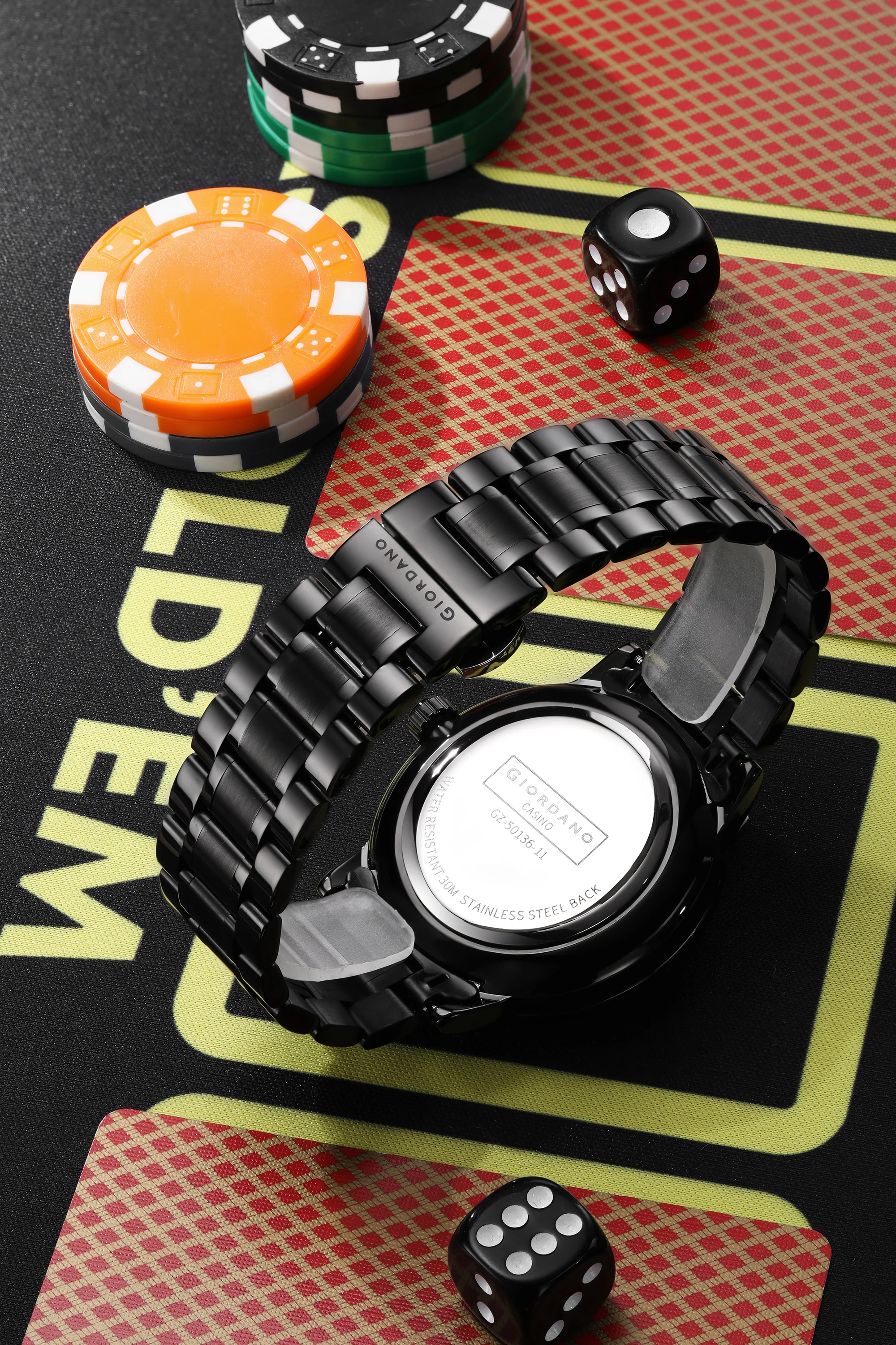 Giordano Casino Royale Analog Watch for Men– Unique Poker & Roulette Dial Design with Stainless Steel Strap – Stylish Luxury Watch GZ-50136-11 - Image 4