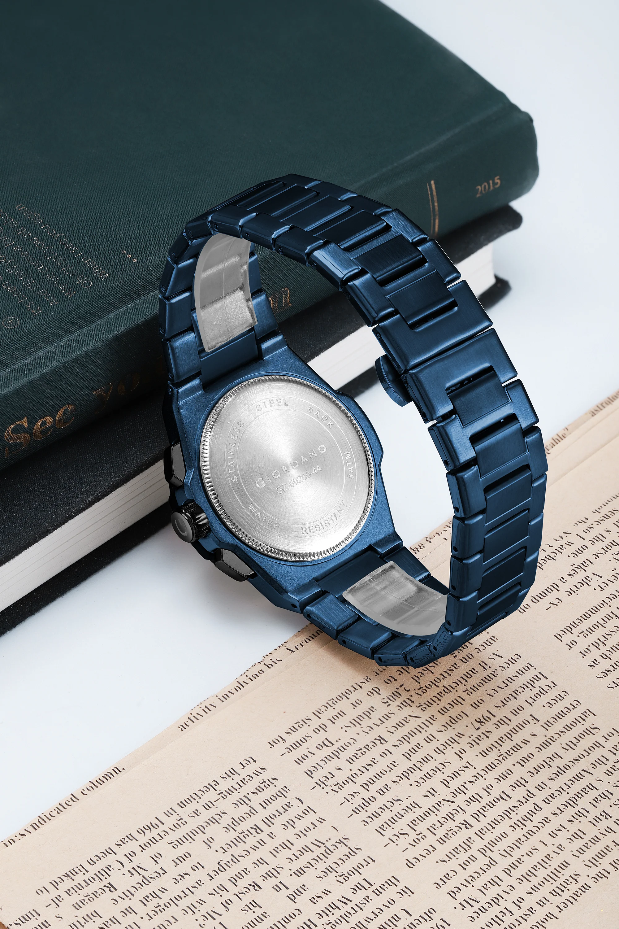 Giordano Chronograph Analog Quartz Watch for Men with Round Blue Dial, Date Function, Luminous Hands and Markers, Blue Stainless Steel Strap - GZ-50200-22 - Image 4