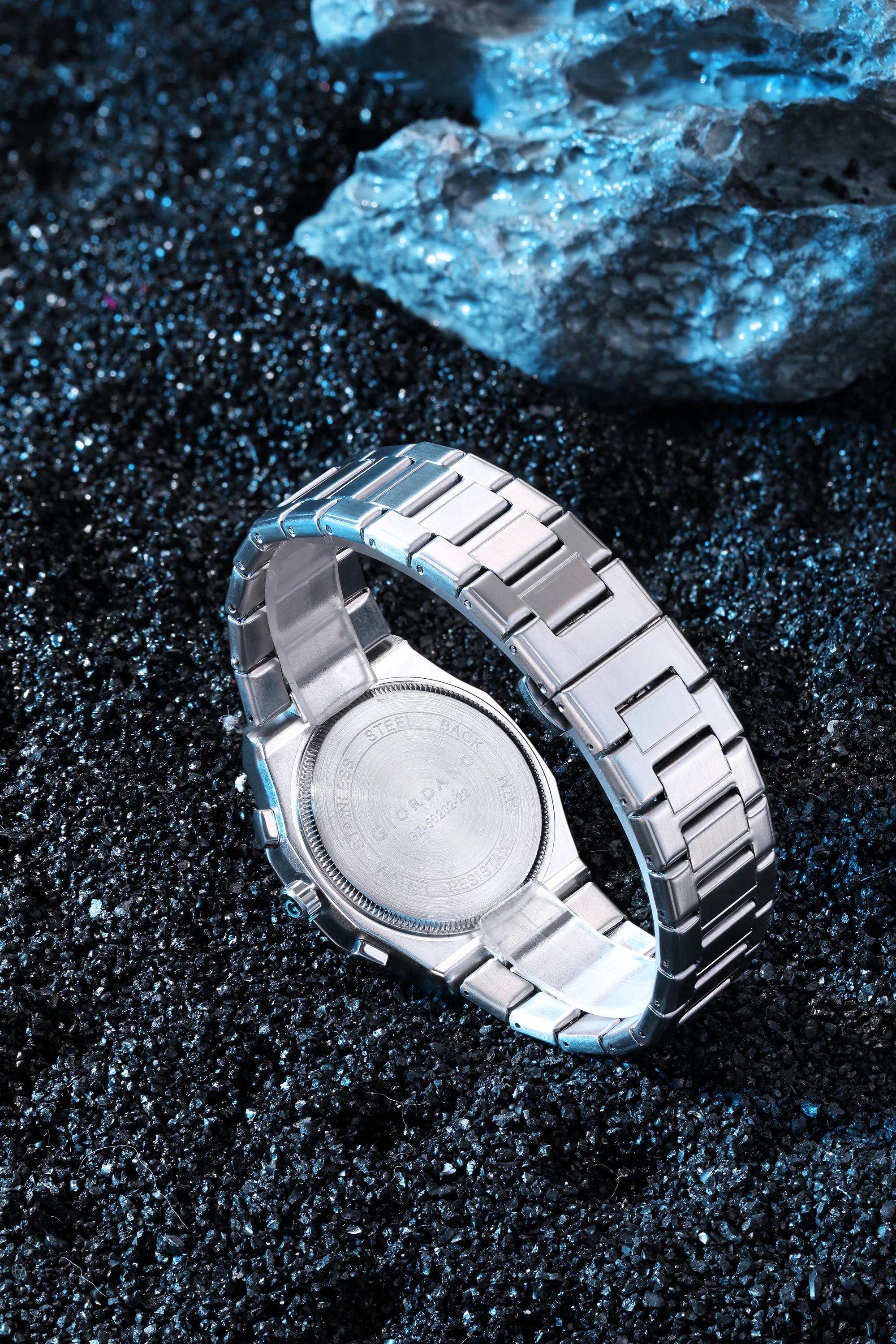 Giordano Chronograph Analog Quartz Watch for Men with Round White Dial, Octgonal case, Date Function, Luminous Hands and Hour Markers, Silver Stainless Steel Strap - GZ-50202-22 - Image 4