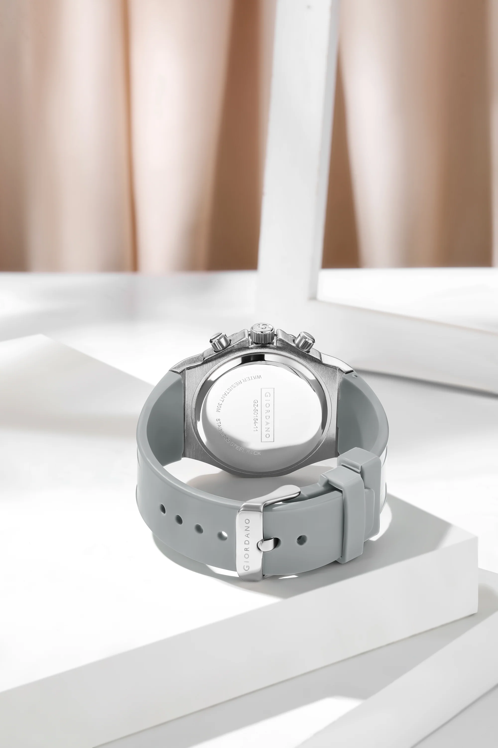 Giordano Chronograph Watch for Women | Stainless Steel Case, Crystal bezel | Modern & Stylish Timepiece with Comfortable Silicone Strap | GZ-50154-11 - Image 4
