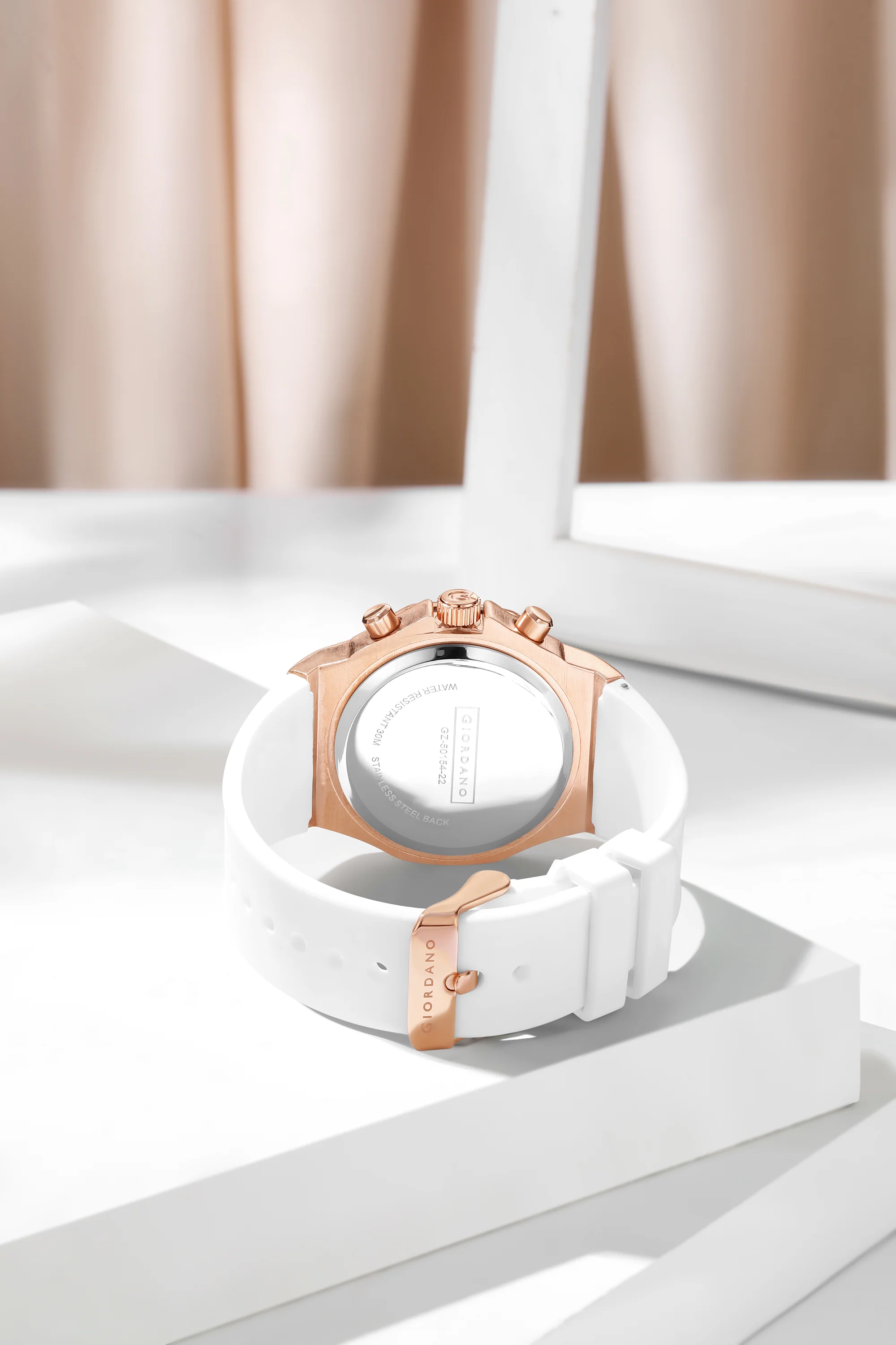 Giordano Chronograph Watch for Women | Stainless Steel Case, Crystal bezel | Modern & Stylish Timepiece with Comfortable Silicone Strap | GZ-50154-22 - Image 4
