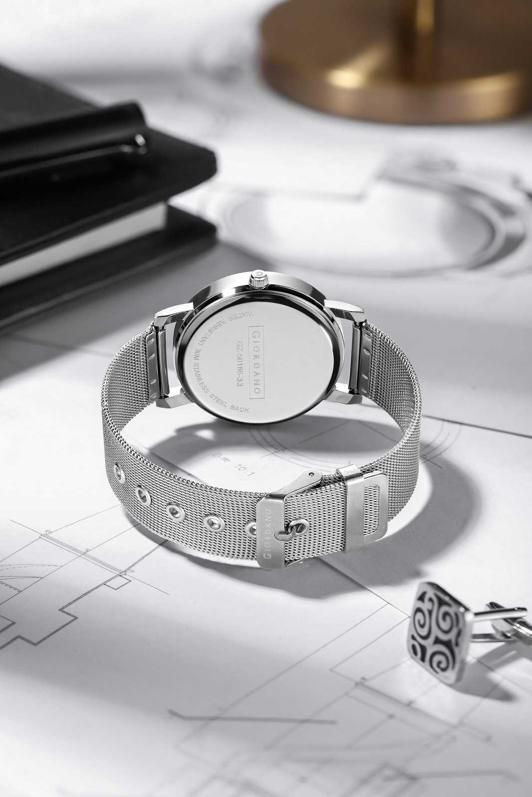 Giordano Classic Analog Quartz Watch for Men – Mesh Metal Strap, Minimalist Dial with Roman Numerals, Slim Elegant Dress Watch - GZ-50186-33 - Image 4