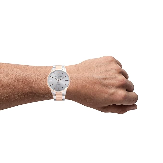Giordano Classic Analog Watch for Men - Round Silver Dial with Diamond-Marked, Date Display & Two Tone Stainless Steel Strap GZ-50101-66 - Image 2