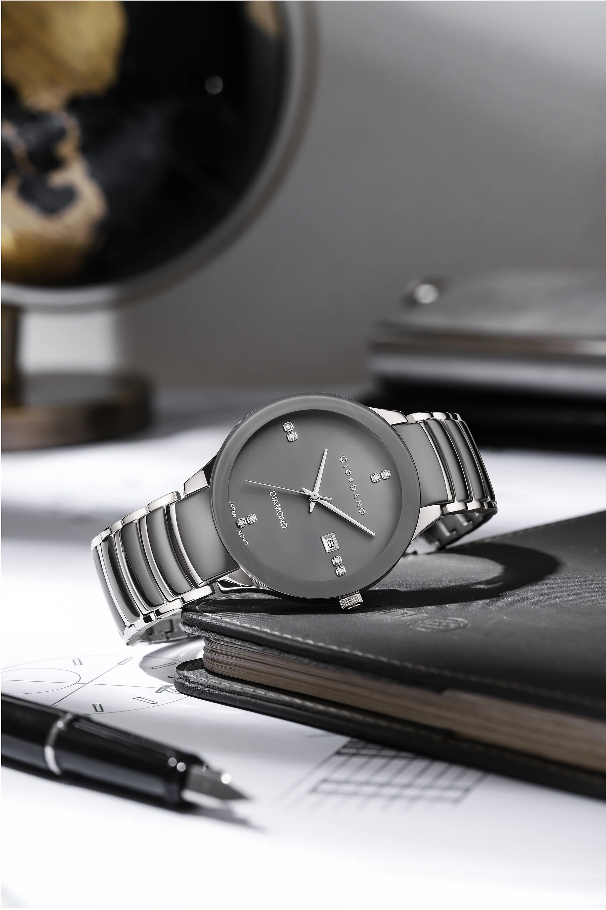 Giordano Classic Analog Watch for Men with Diamond Accents and Stainless Steel Strap GZ-50102-22 - Image 3