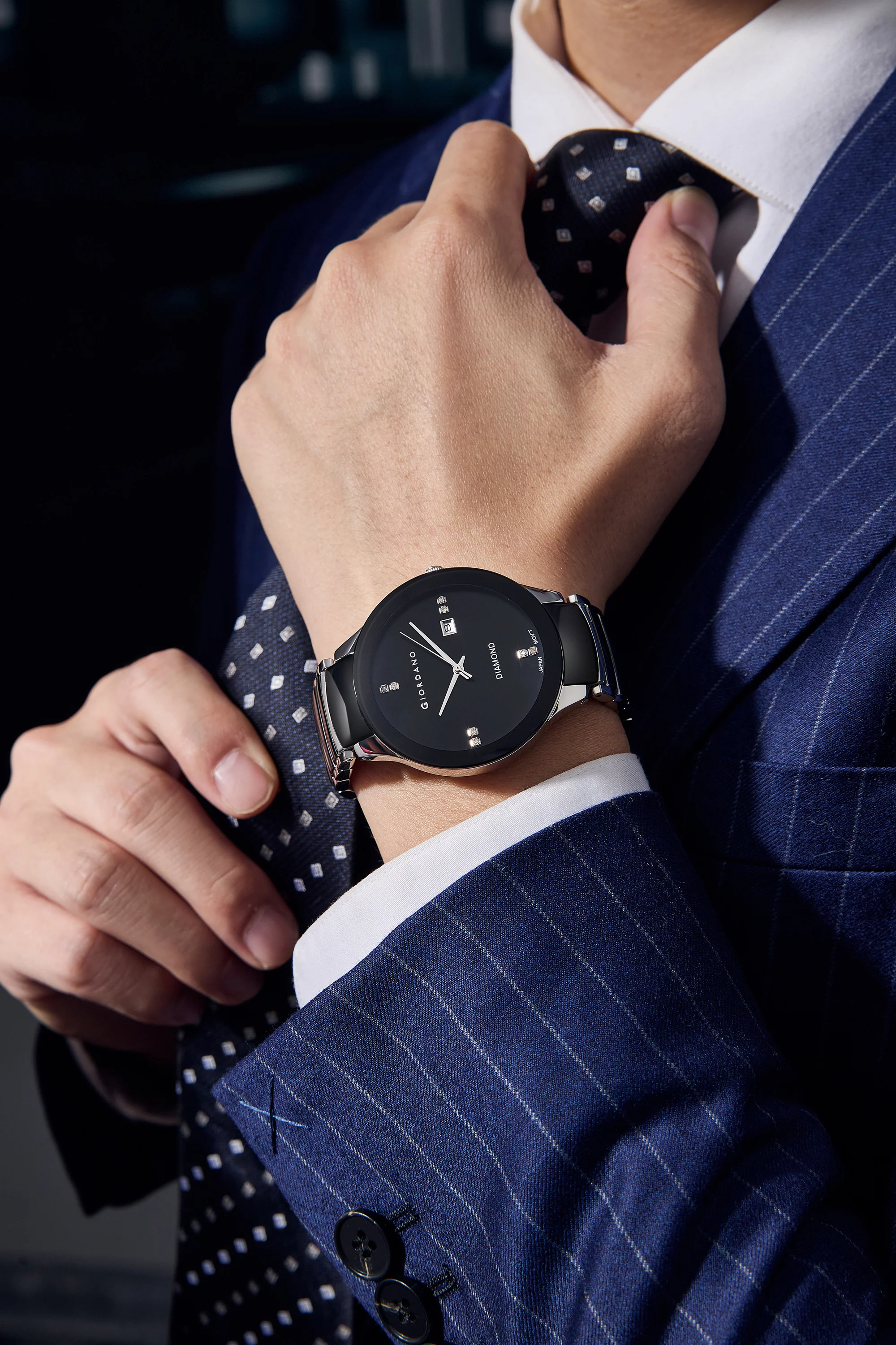 Giordano Classic Analog Watch for Men with Diamond Accents and Stainless Steel Strap GZ-50102-33 - Image 2