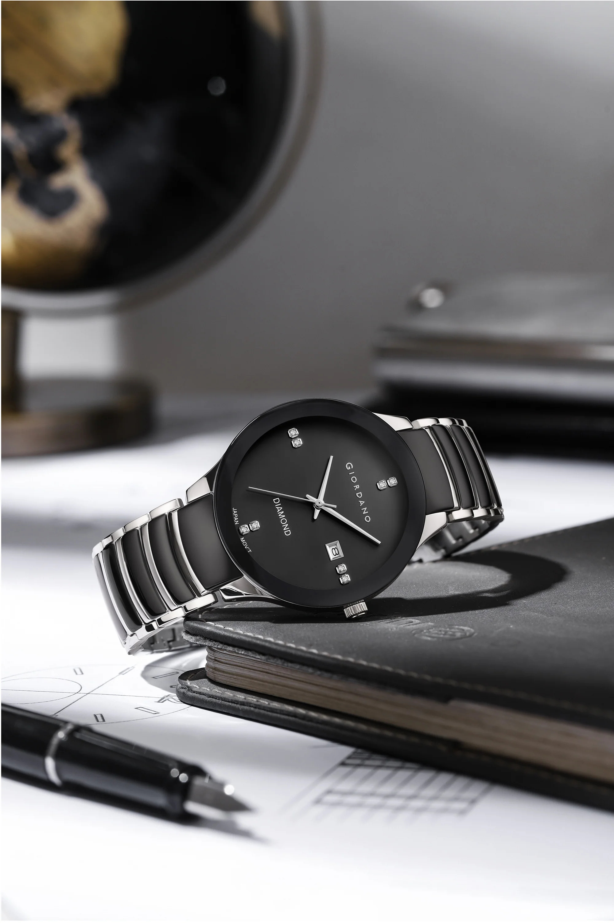 Giordano Classic Analog Watch for Men with Diamond Accents and Stainless Steel Strap GZ-50102-33 - Image 3