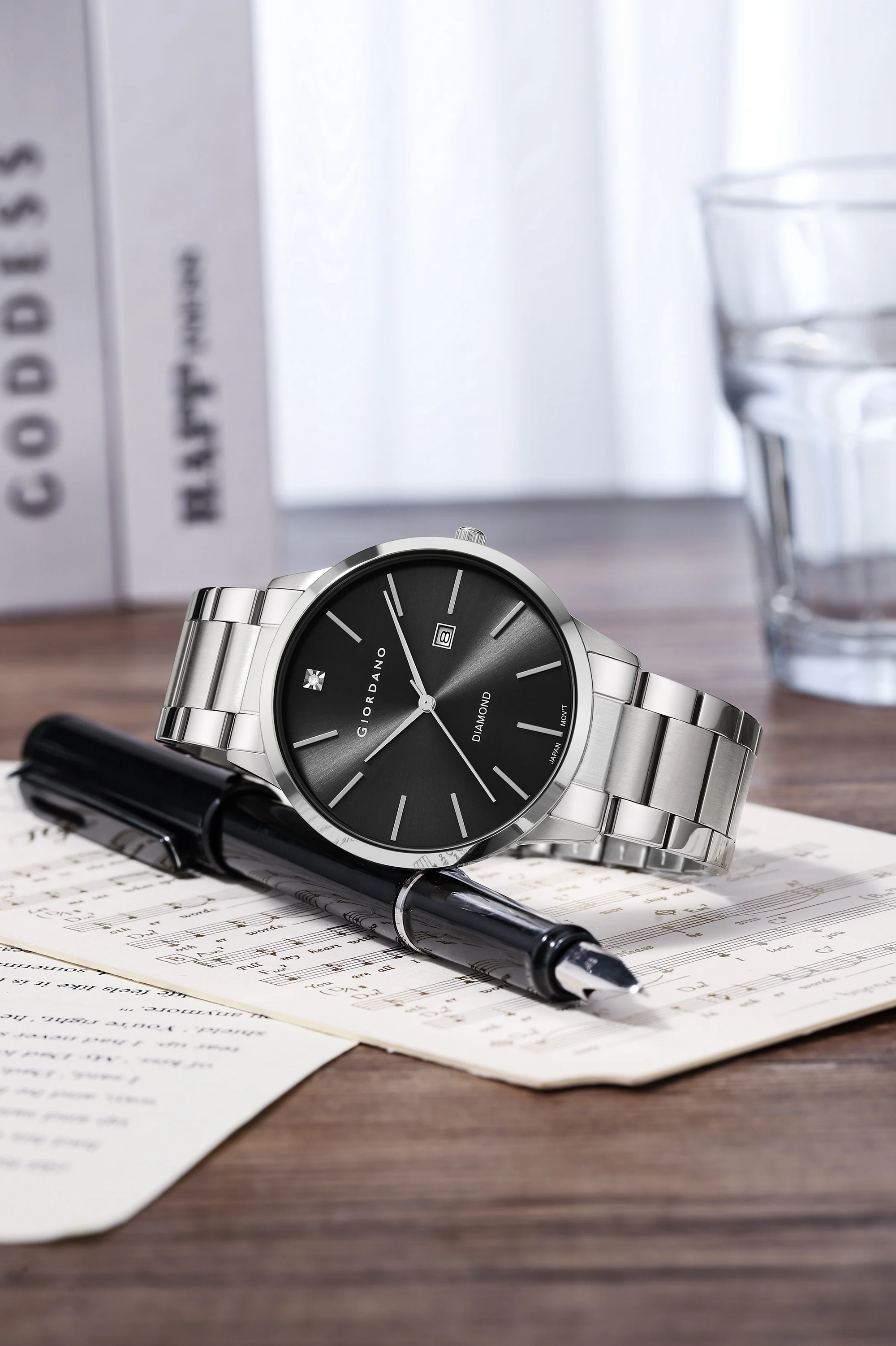 Giordano Classic Analog Watch for Men with Diamond Marked Dial and Stainless Steel Strap | GZ-50101-11 - Image 3
