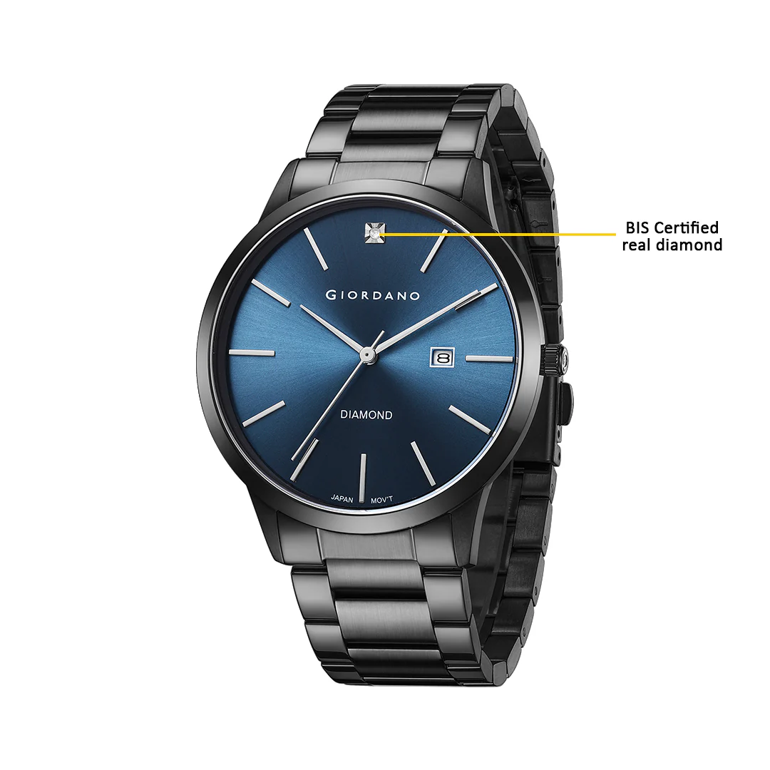 Giordano Classic Analog Watch for Men with Diamond Marked Dial and Stainless Steel Strap | GZ-50101-33 - Image 5