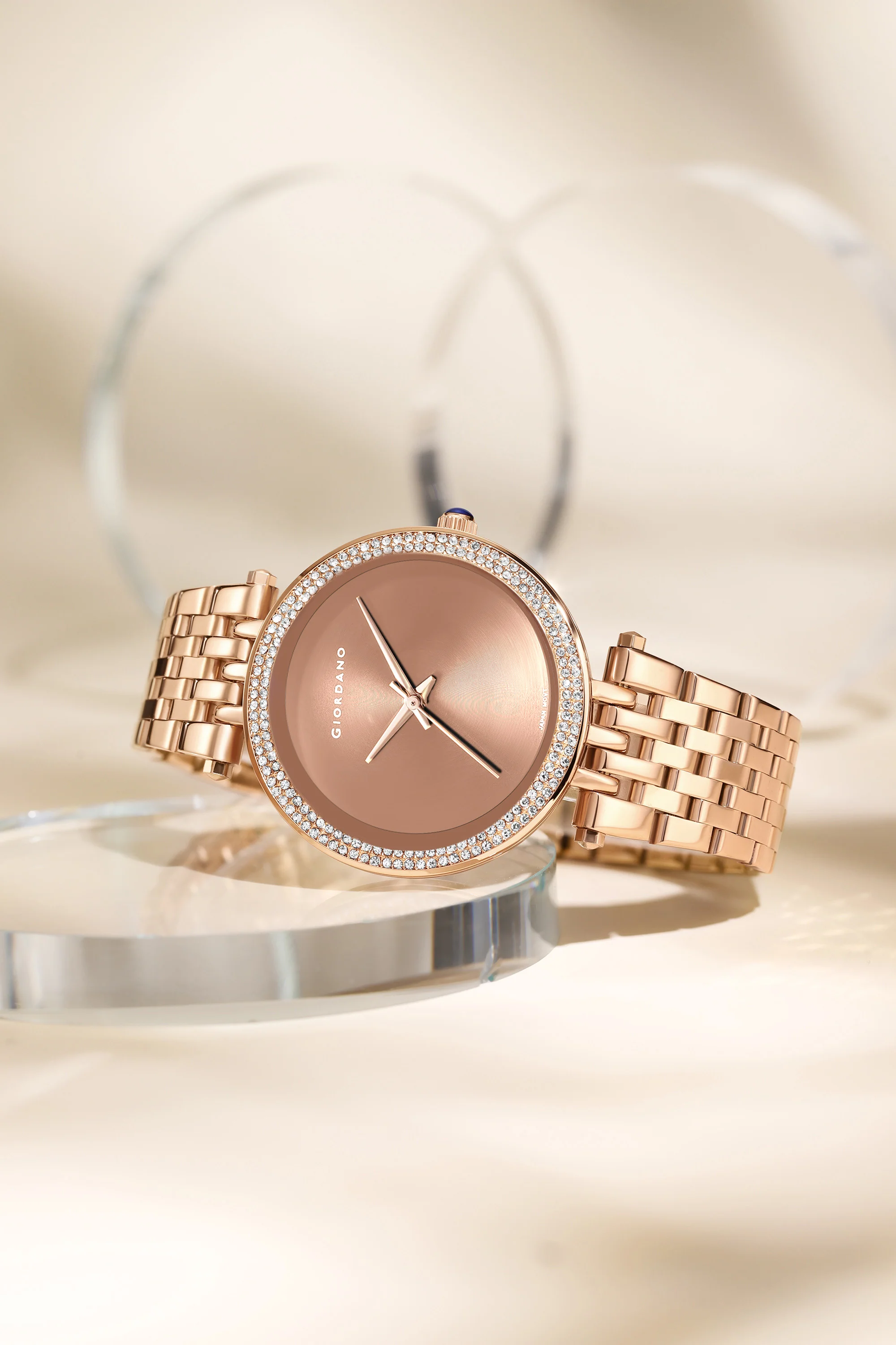 Giordano Classic Analog Watch for Women with Crystal-Studded Bezel and Stainless Steel Strap GZ-60015-11 - Image 3