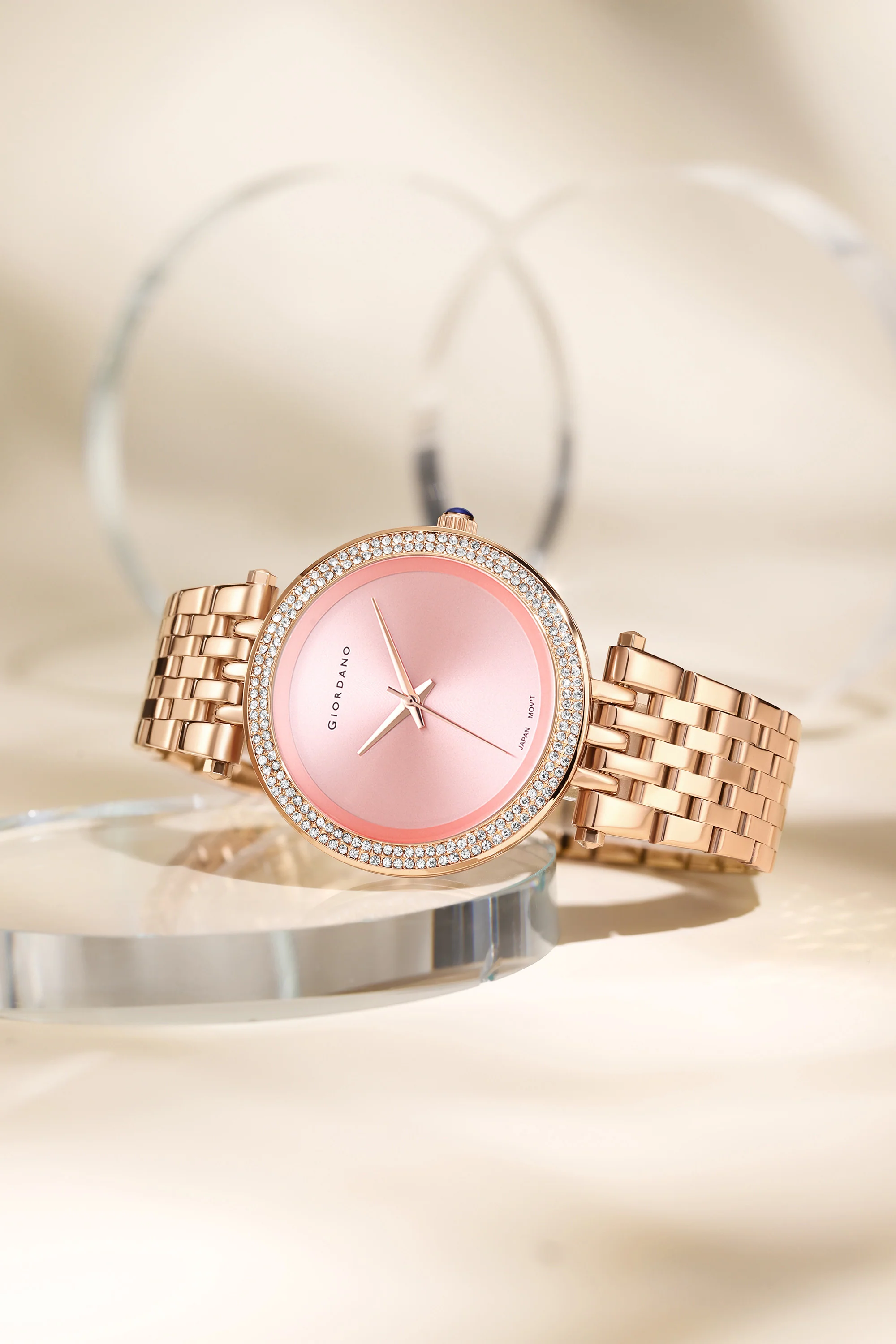 Giordano Classic Analog Watch for Women with Crystal-Studded Bezel and Stainless Steel Strap GZ-60015-22 - Image 3