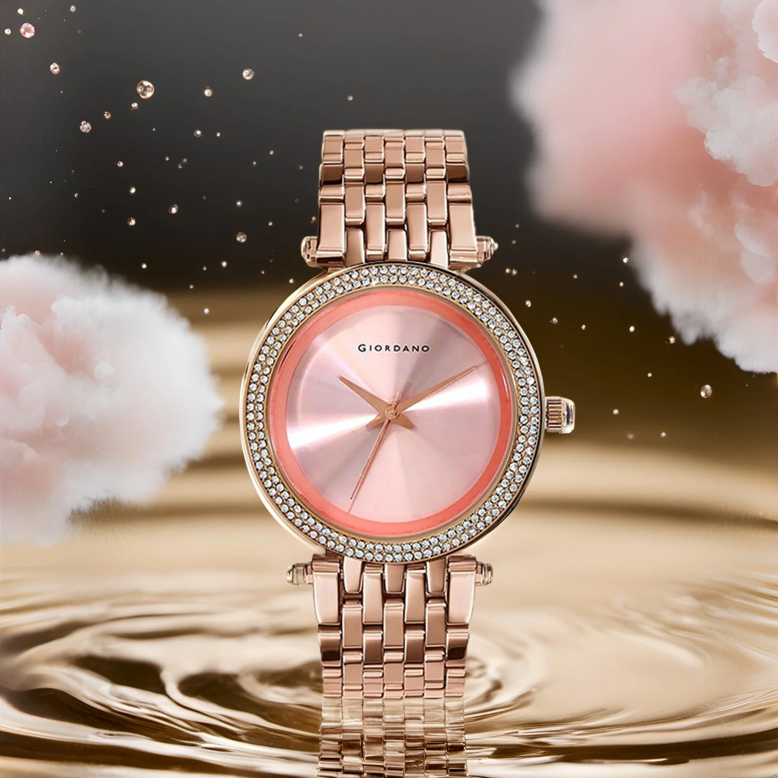 Giordano Classic Analog Watch for Women with Crystal-Studded Bezel and Stainless Steel Strap GZ-60015-22 - Image 4