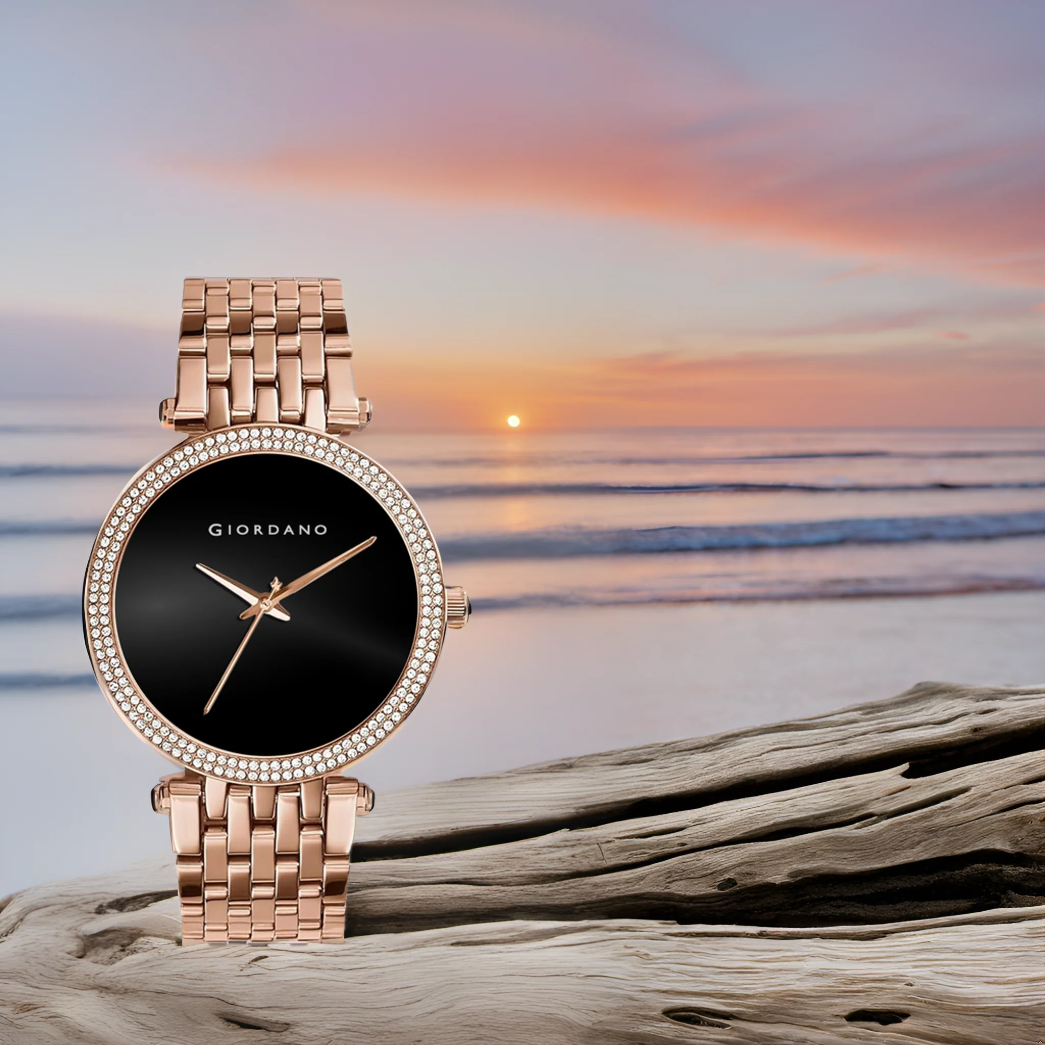Giordano Classic Analog Watch for Women with Crystal-Studded Bezel and Stainless Steel Strap GZ-60015-33 - Image 5