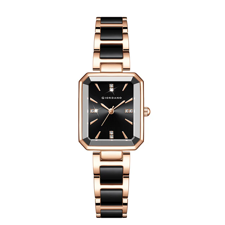 Giordano Classic  Rectangular Dial Watch for women with Crystal Markers and dual tone stainless steel Strap GZ-60101-11 - Image 6