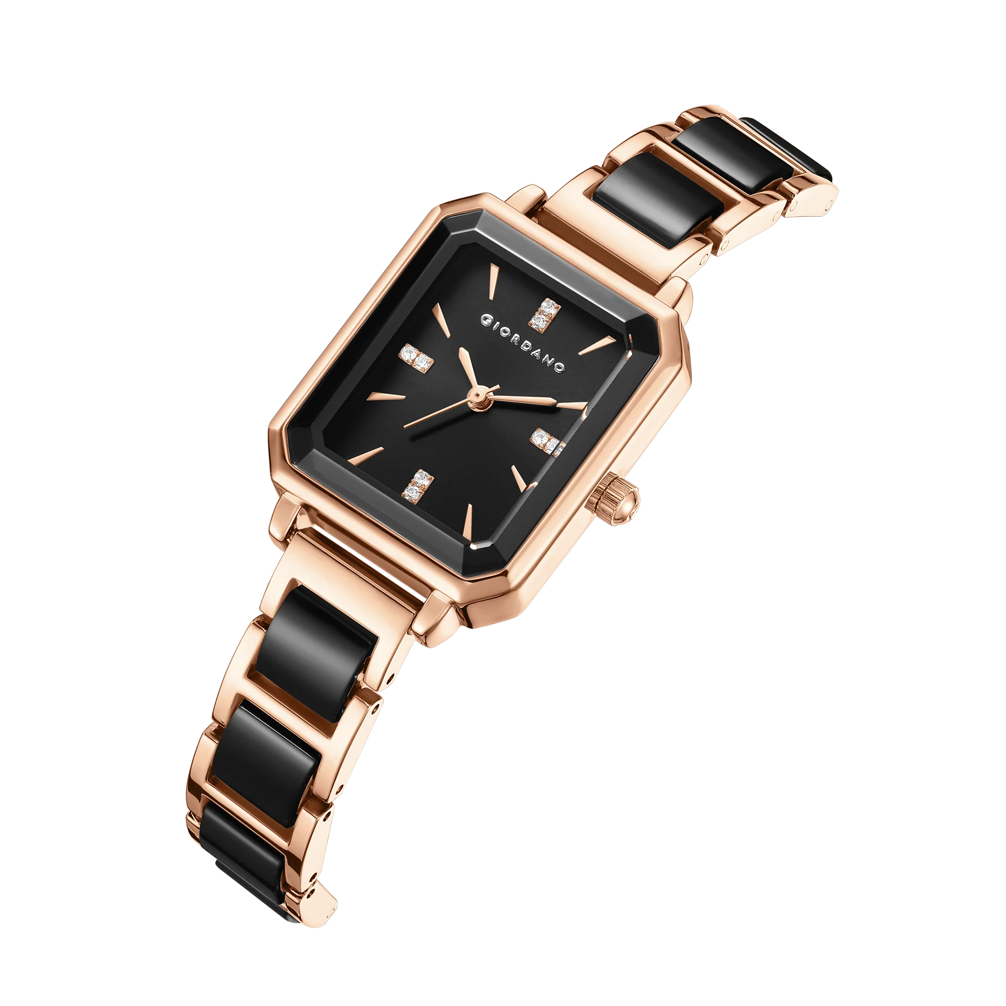 Giordano Classic  Rectangular Dial Watch for women with Crystal Markers and dual tone stainless steel Strap GZ-60101-11 - Image 7