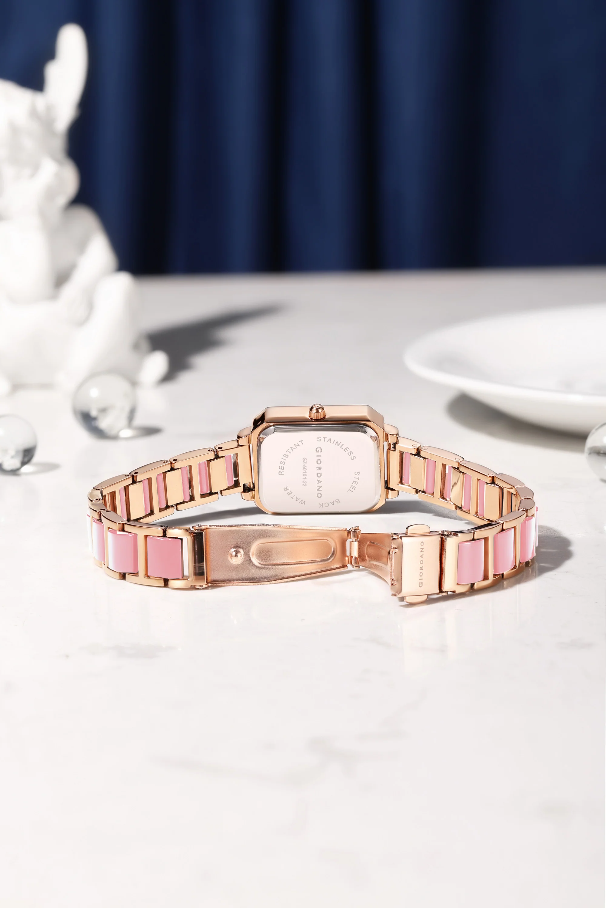 Giordano Classic  Rectangular Dial Watch for women with Crystal Markers and dual tone stainless steel Strap GZ-60101-22 - Image 5