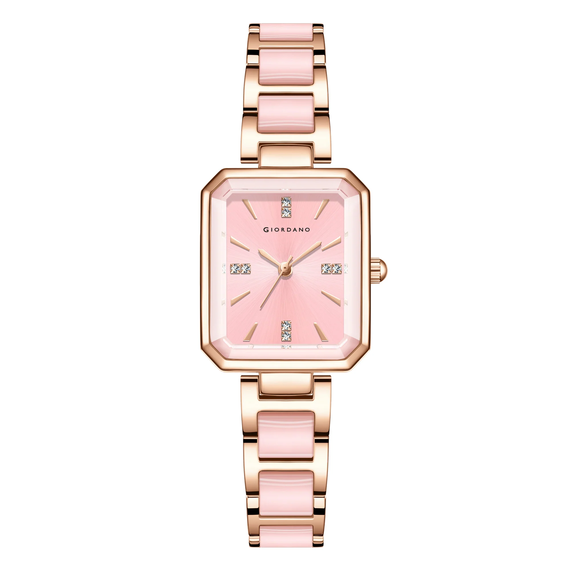Giordano Classic  Rectangular Dial Watch for women with Crystal Markers and dual tone stainless steel Strap GZ-60101-22 - Image 6