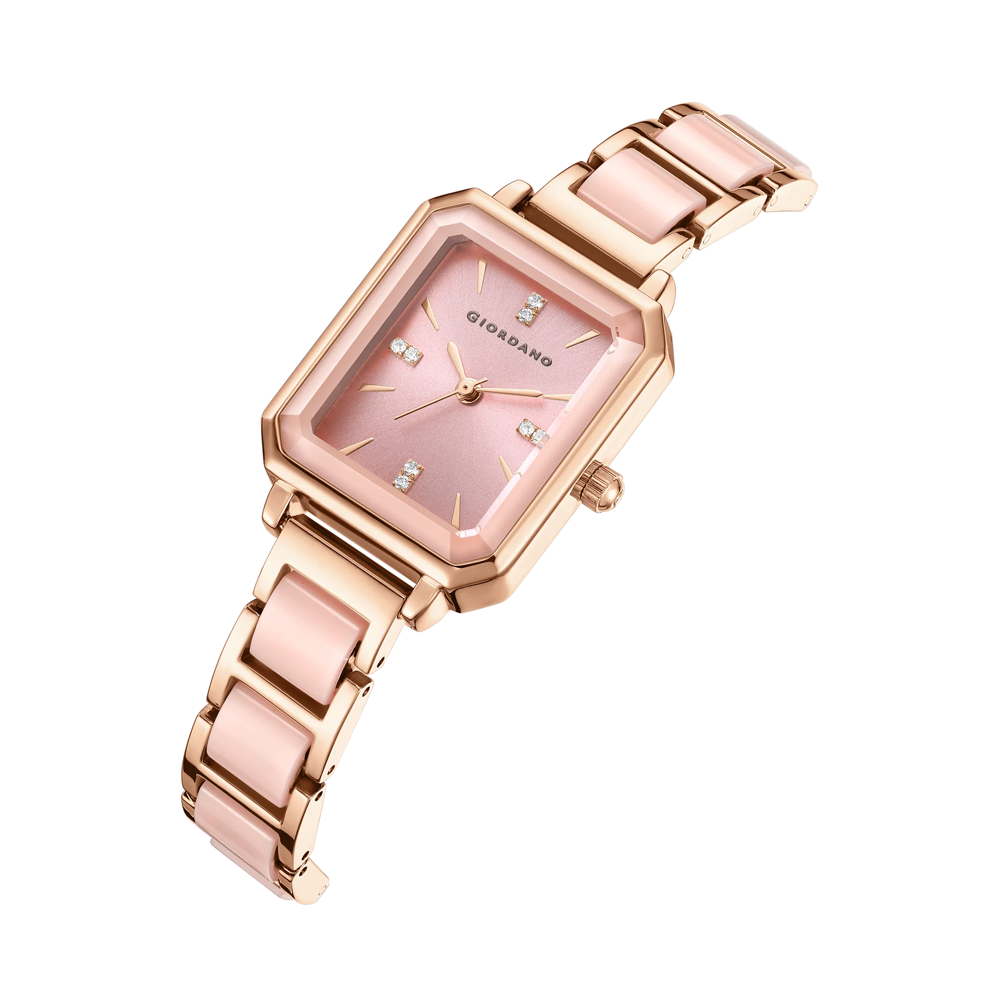 Giordano Classic  Rectangular Dial Watch for women with Crystal Markers and dual tone stainless steel Strap GZ-60101-22 - Image 7