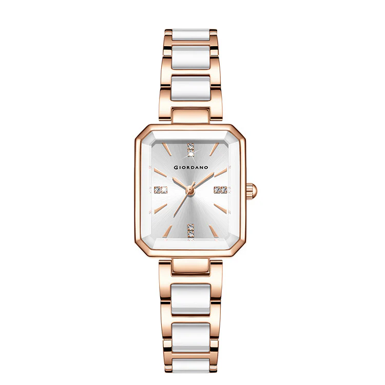 Giordano Classic  Rectangular Dial Watch for women with Crystal Markers and dual tone stainless steel Strap GZ-60101-33 - Image 7