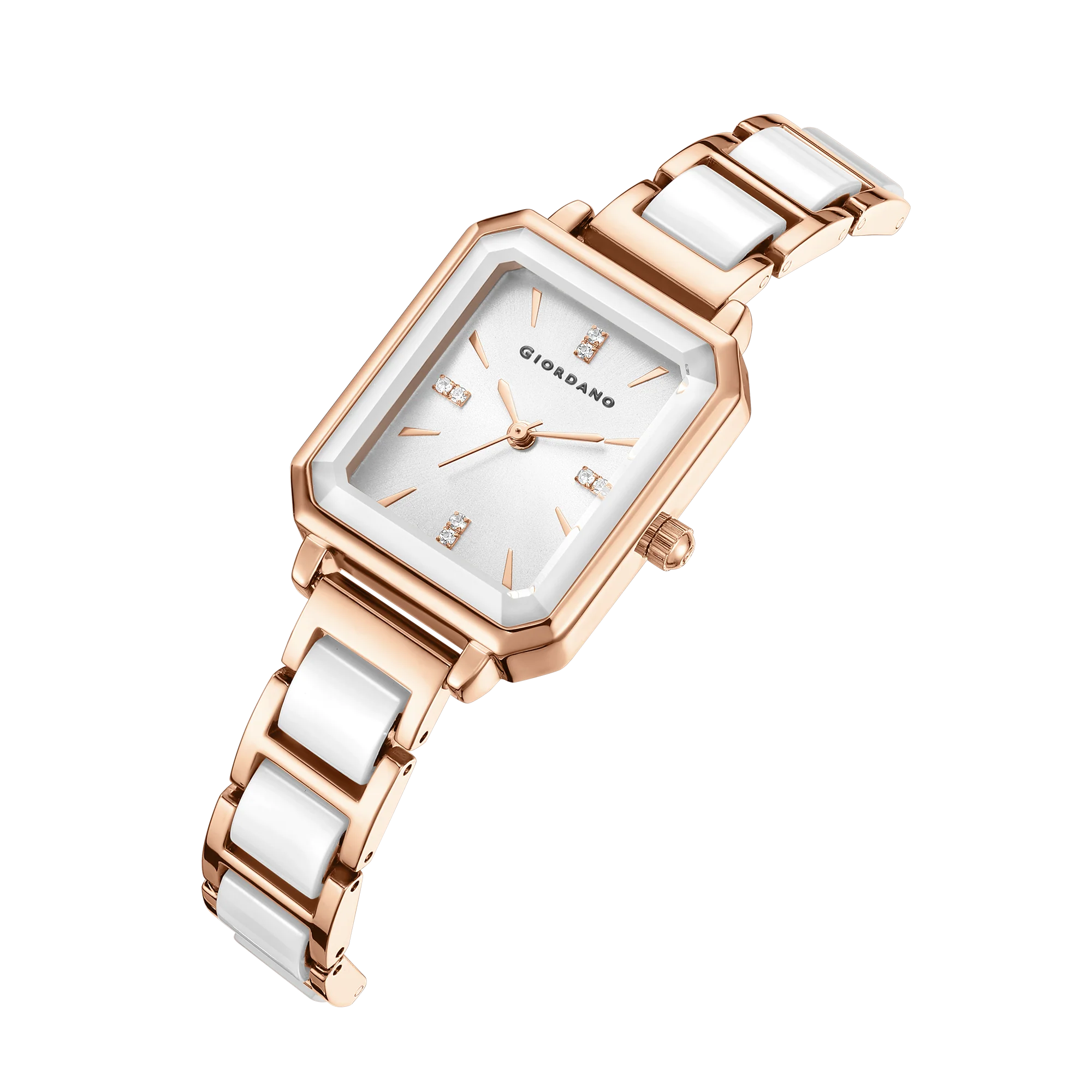 Giordano Classic  Rectangular Dial Watch for women with Crystal Markers and dual tone stainless steel Strap GZ-60101-33 - Image 8