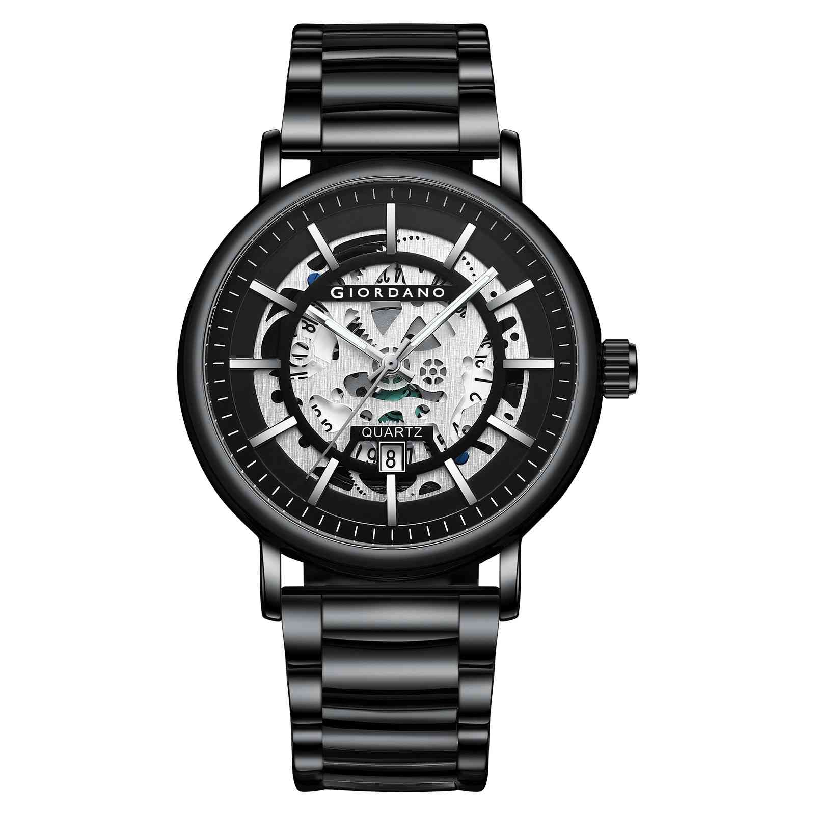 GIORDANO Classic Skeleton Design Watch for Men with Super Luminous Hands, Stainless Steel Strap, and Date Display - GZ-50182-11 - Image 6