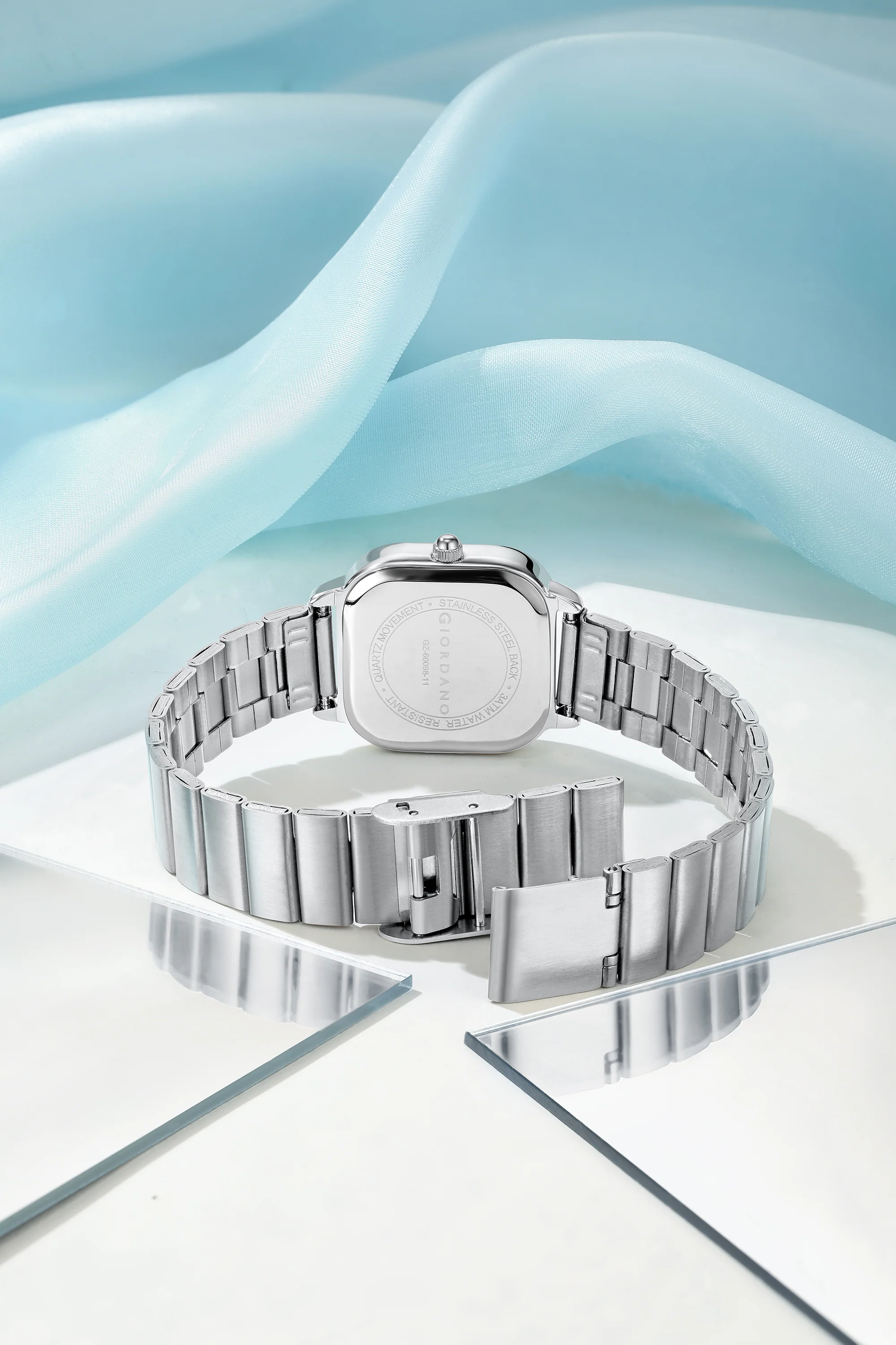 Giordano Classic Square Watch for Women – Polished Stainless Steel Strap, Minimalist Compact Design | GZ-60098-11 - Image 4