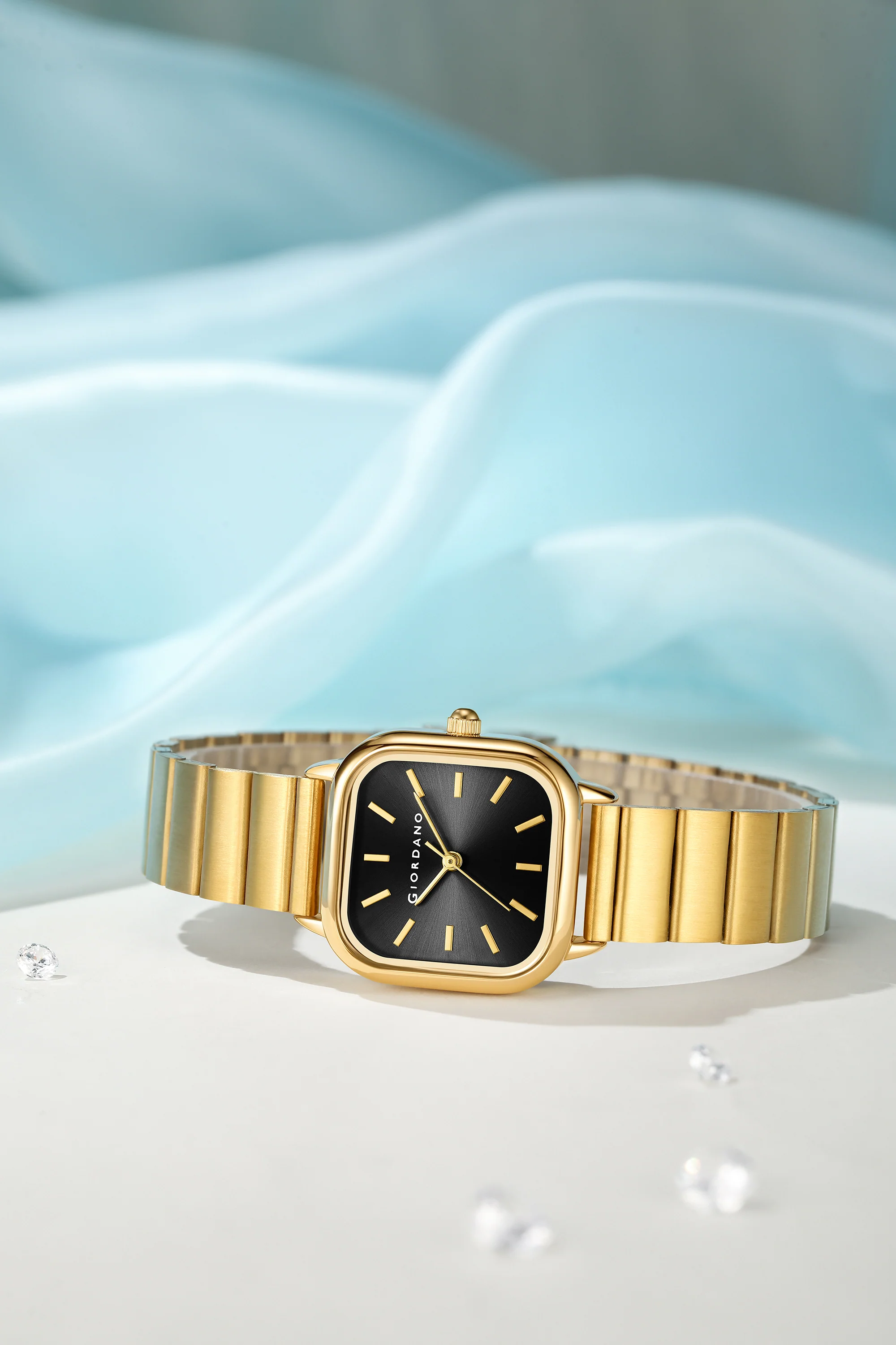 Giordano Classic Square Watch for Women – Polished Stainless Steel Strap, Minimalist Compact Design | GZ-60098-22 - Image 3