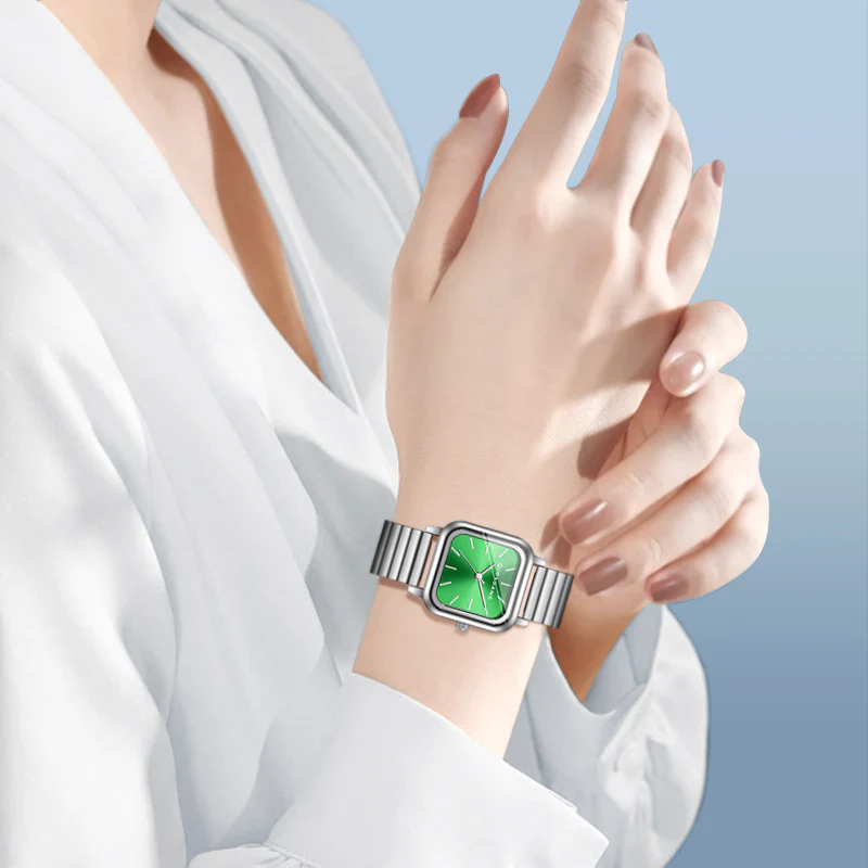 Giordano Classic Square Watch for Women – Polished Stainless Steel Strap, Minimalist Compact Design | GZ-60098-33 - Image 2