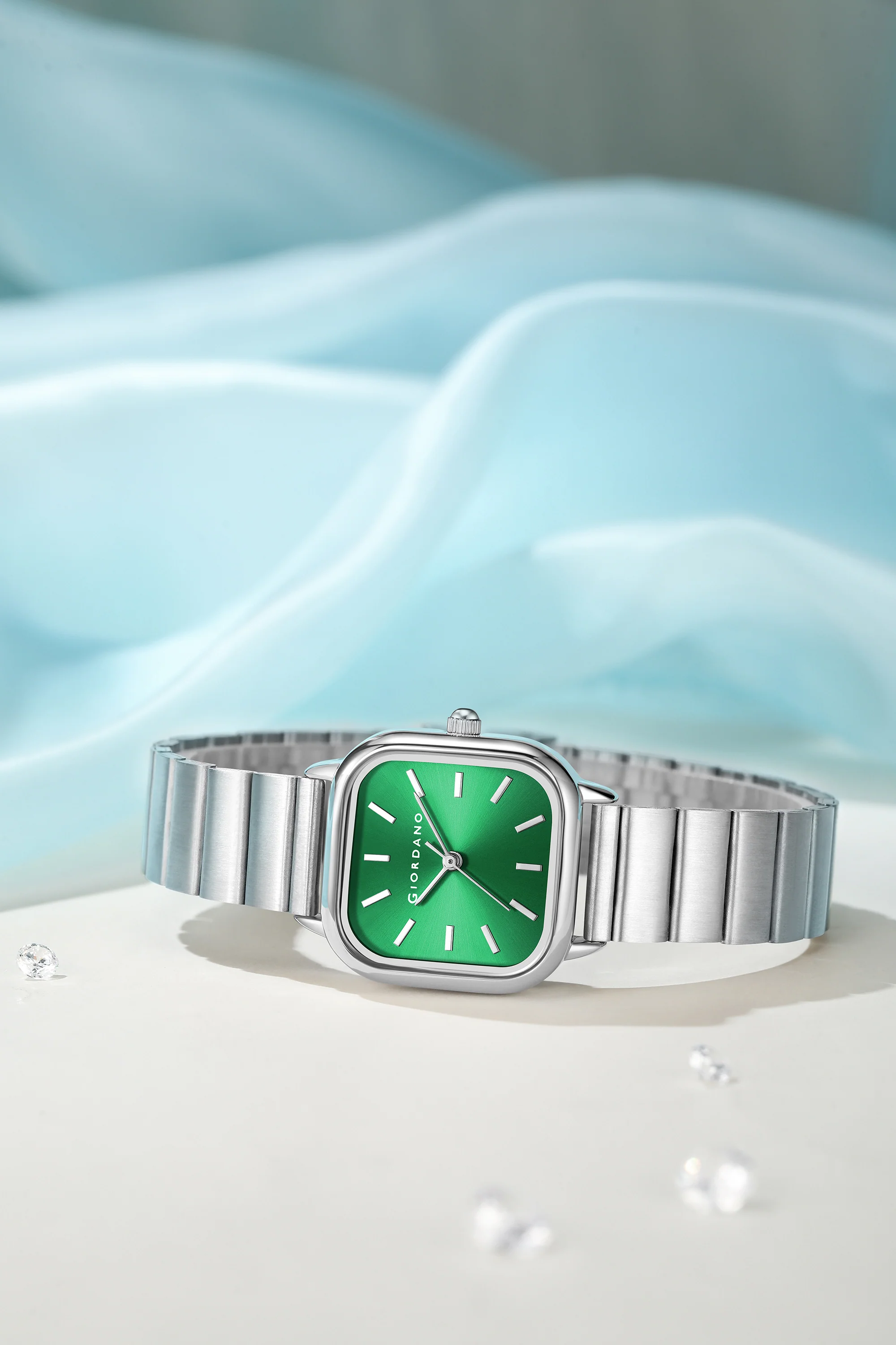 Giordano Classic Square Watch for Women – Polished Stainless Steel Strap, Minimalist Compact Design | GZ-60098-33 - Image 4