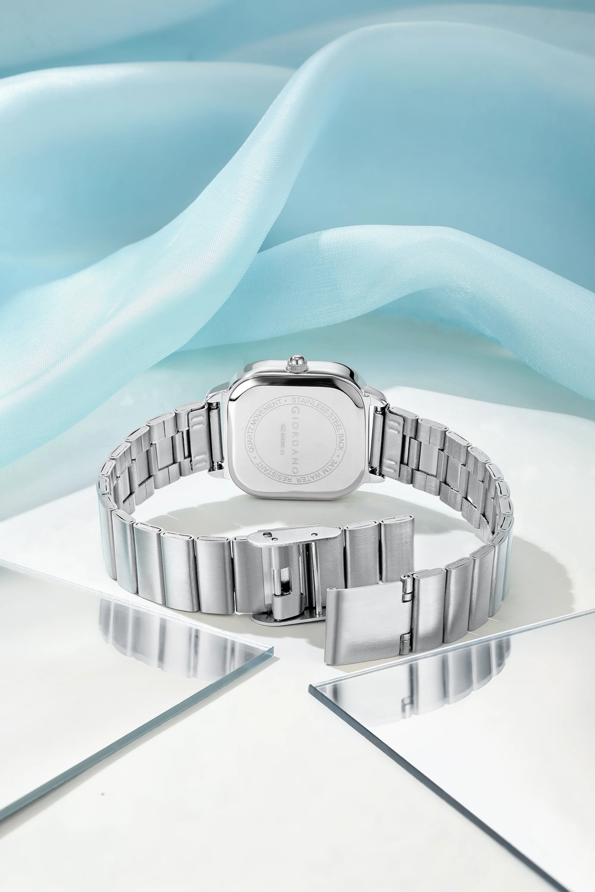 Giordano Classic Square Watch for Women – Polished Stainless Steel Strap, Minimalist Compact Design | GZ-60098-33 - Image 5