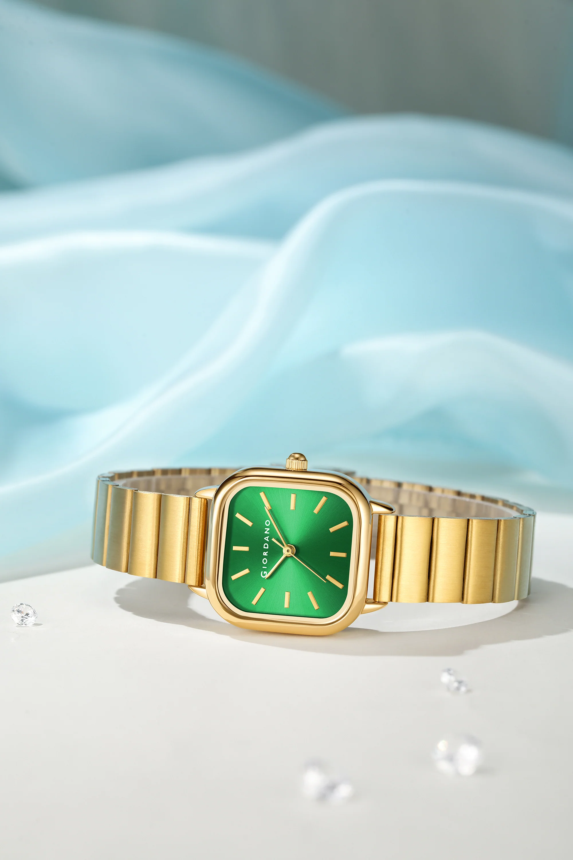 Giordano Classic Square Watch for Women – Polished Stainless Steel Strap, Minimalist Compact Design | GZ-60098-44 - Image 3