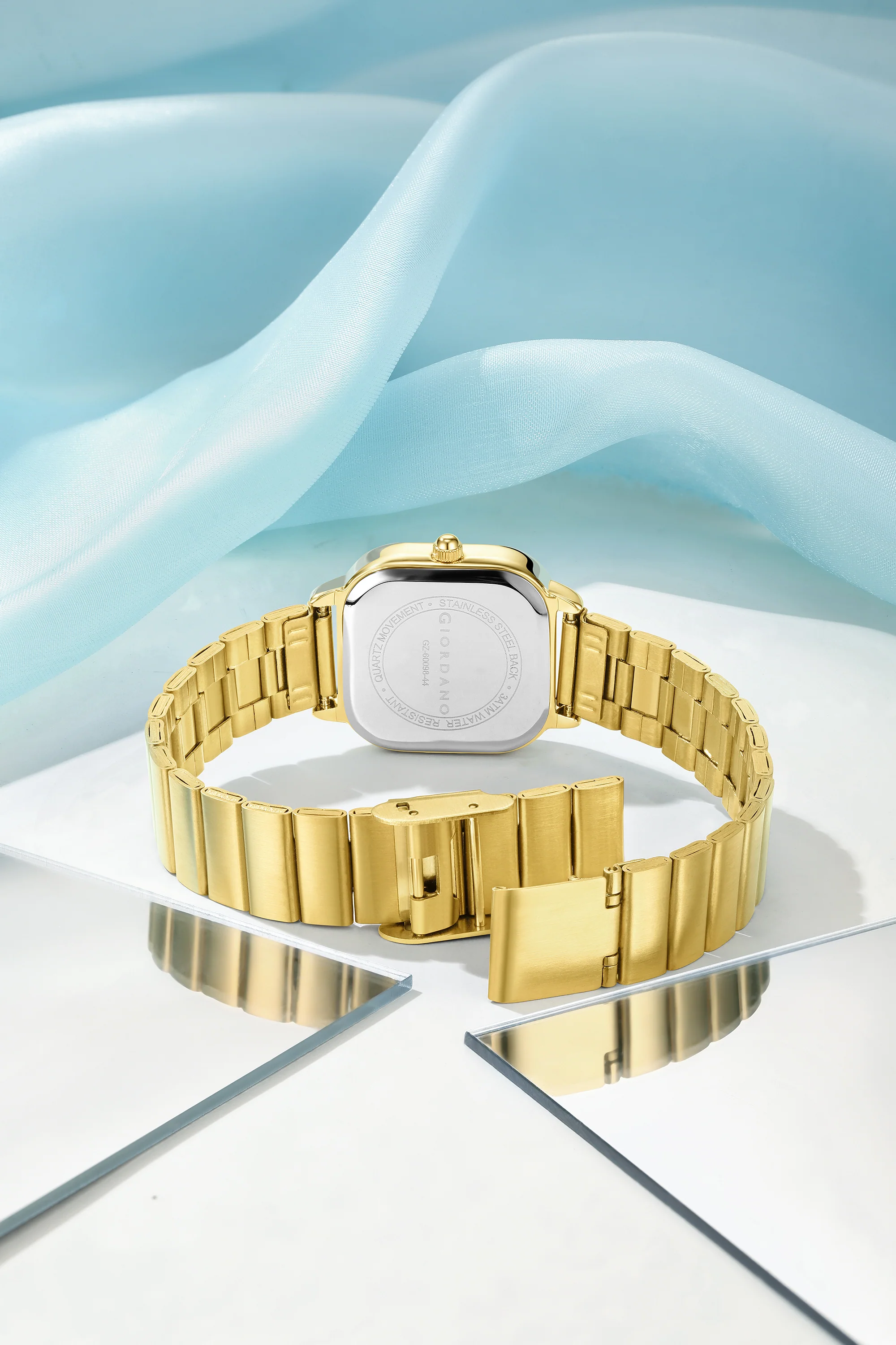 Giordano Classic Square Watch for Women – Polished Stainless Steel Strap, Minimalist Compact Design | GZ-60098-44 - Image 4