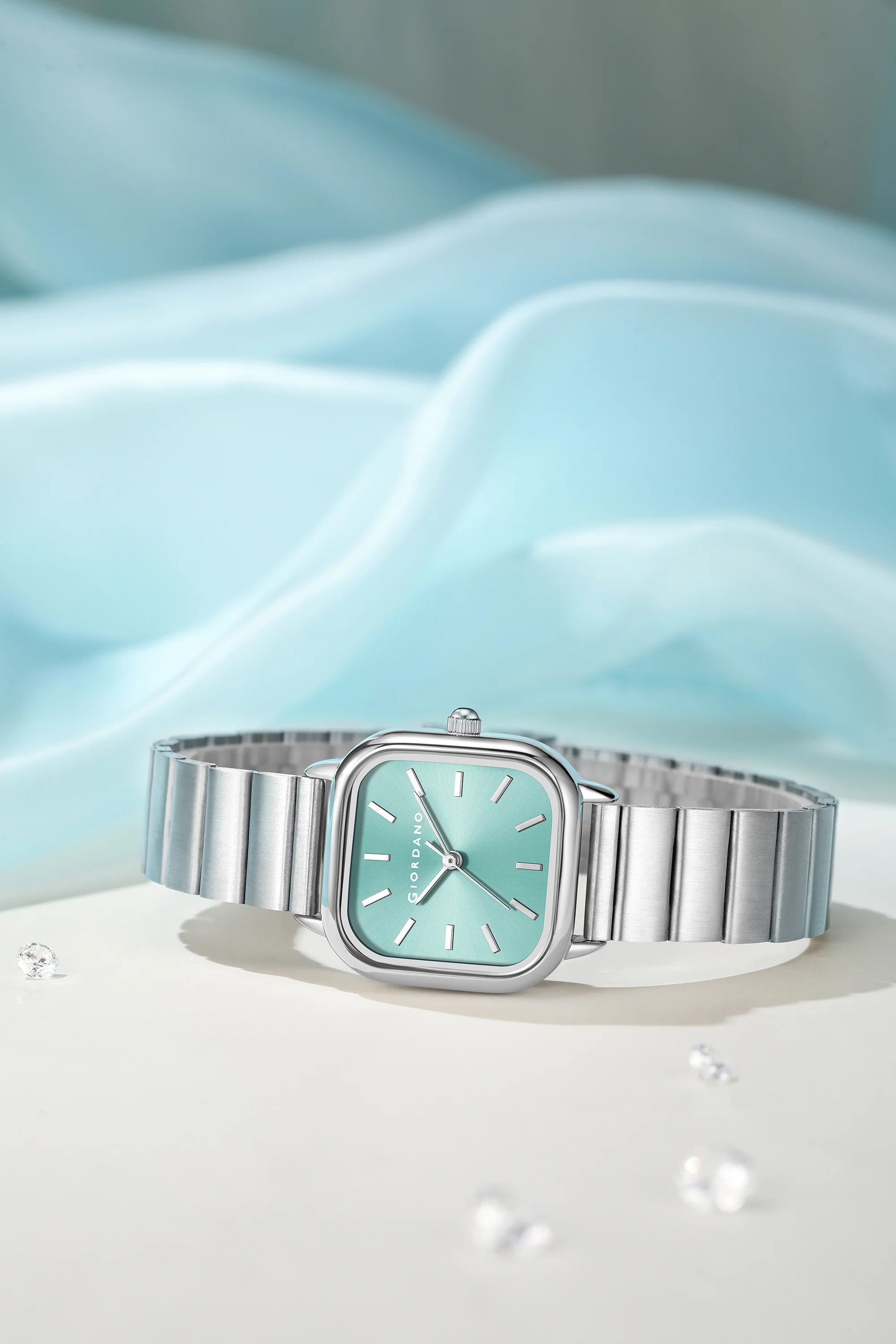 Giordano Classic Square Watch for Women – Polished Stainless Steel Strap, Minimalist Compact Design | GZ-60098-55 - Image 3