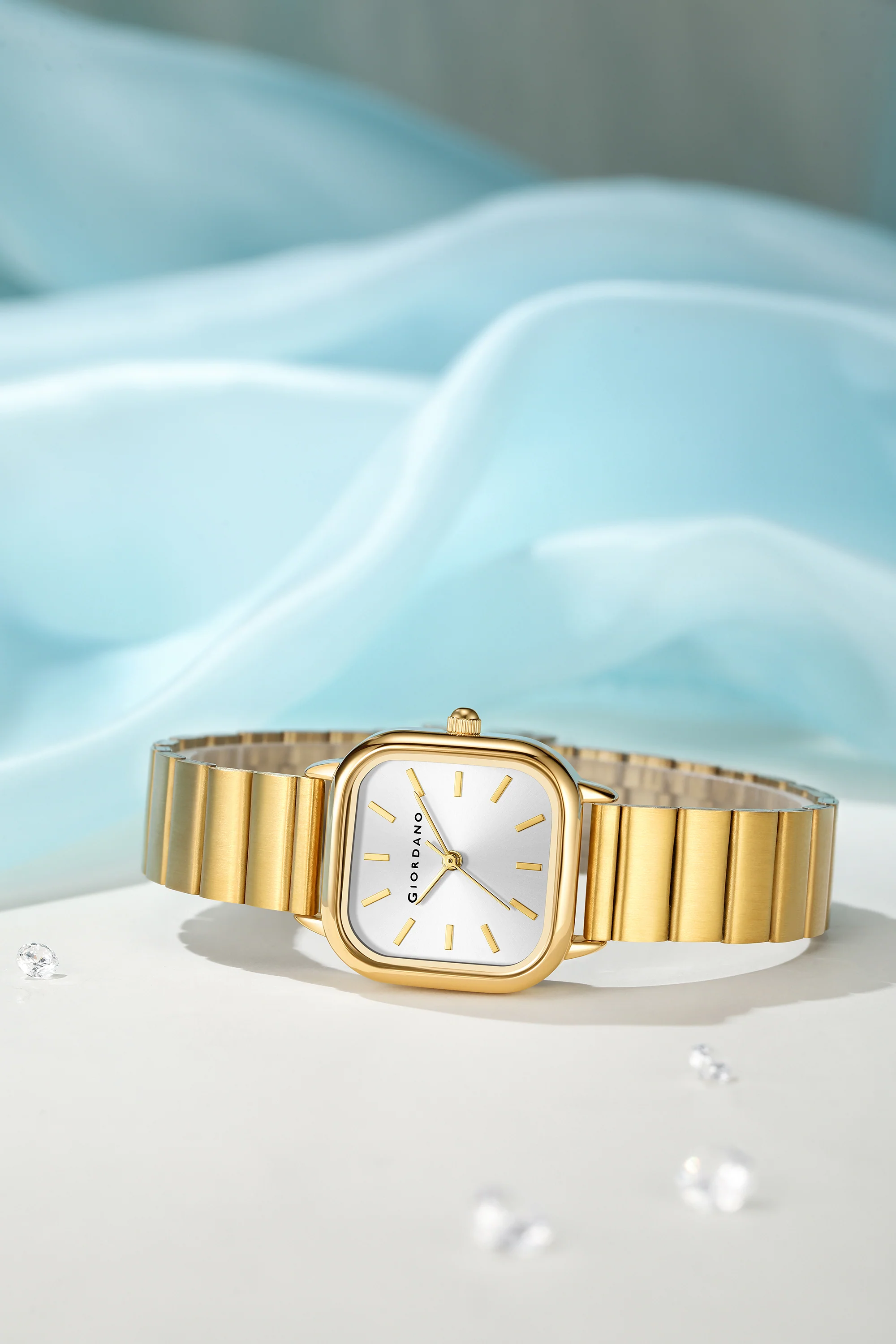 Giordano Classic Square Watch for Women – Polished Stainless Steel Strap, Minimalist Compact Design | GZ-60098-66 - Image 3