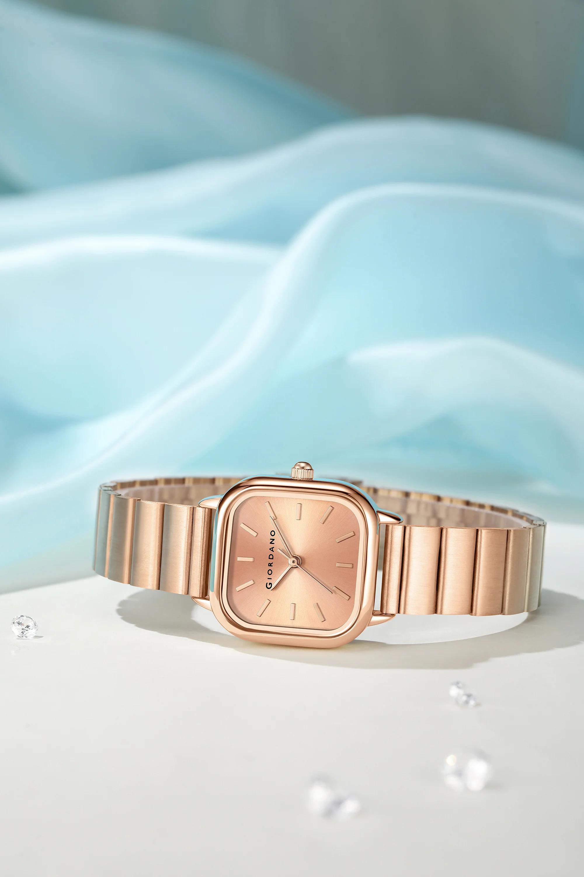 Giordano Classic Square Watch for Women – Polished Stainless Steel Strap, Minimalist Compact Design | GZ-60098-77 - Image 3