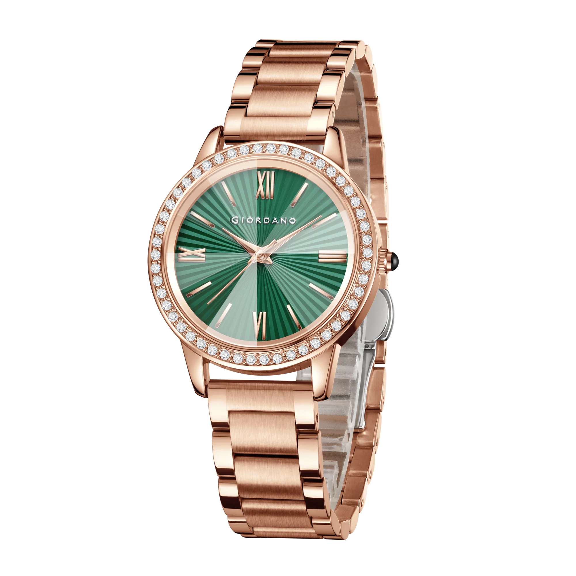Giordano classic Watch for Women with Round Diamond Cut Glass Dial, Elegant Stainless Steel Strap with Quartz Movement | GZ-60118-11 - Image 6