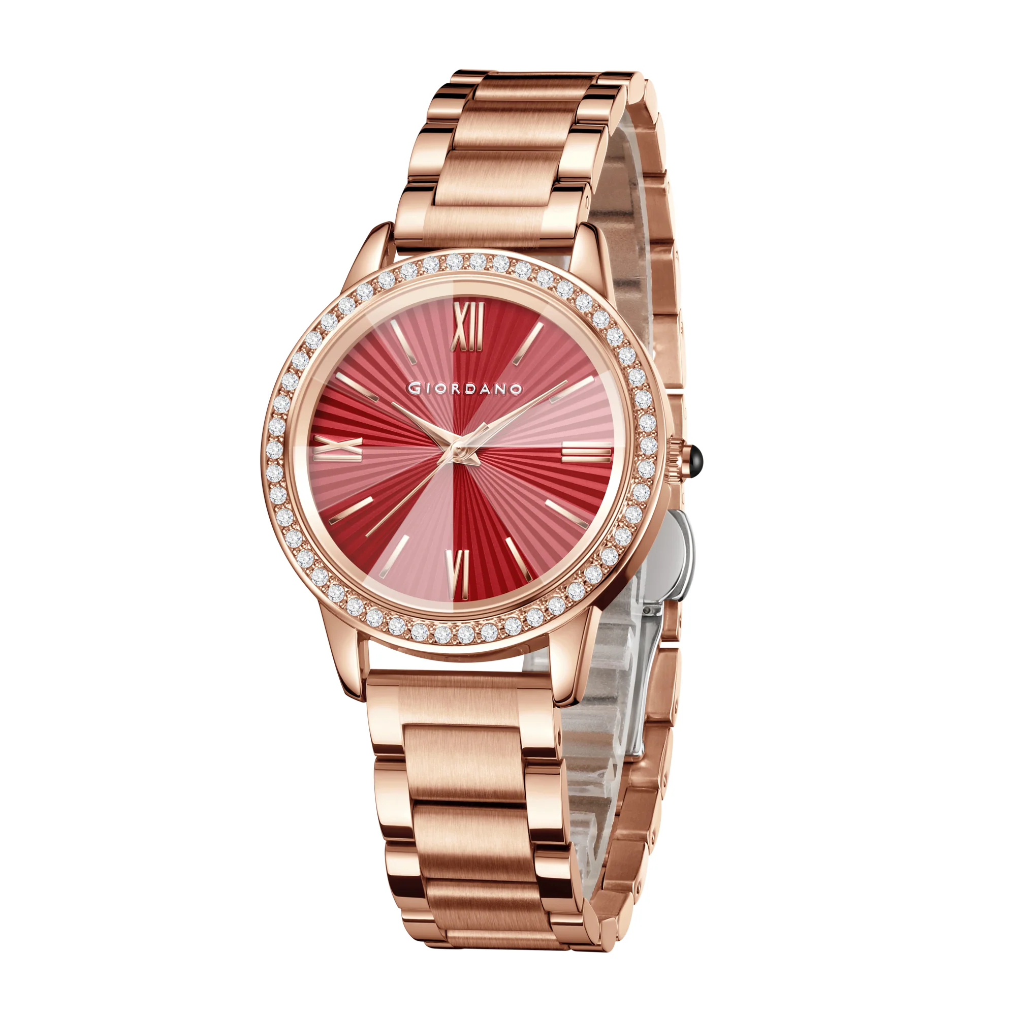 Giordano classic Watch for Women with Round Diamond Cut Glass Dial, Elegant Stainless Steel Strap with Quartz Movement | GZ-60118-22 - Image 6