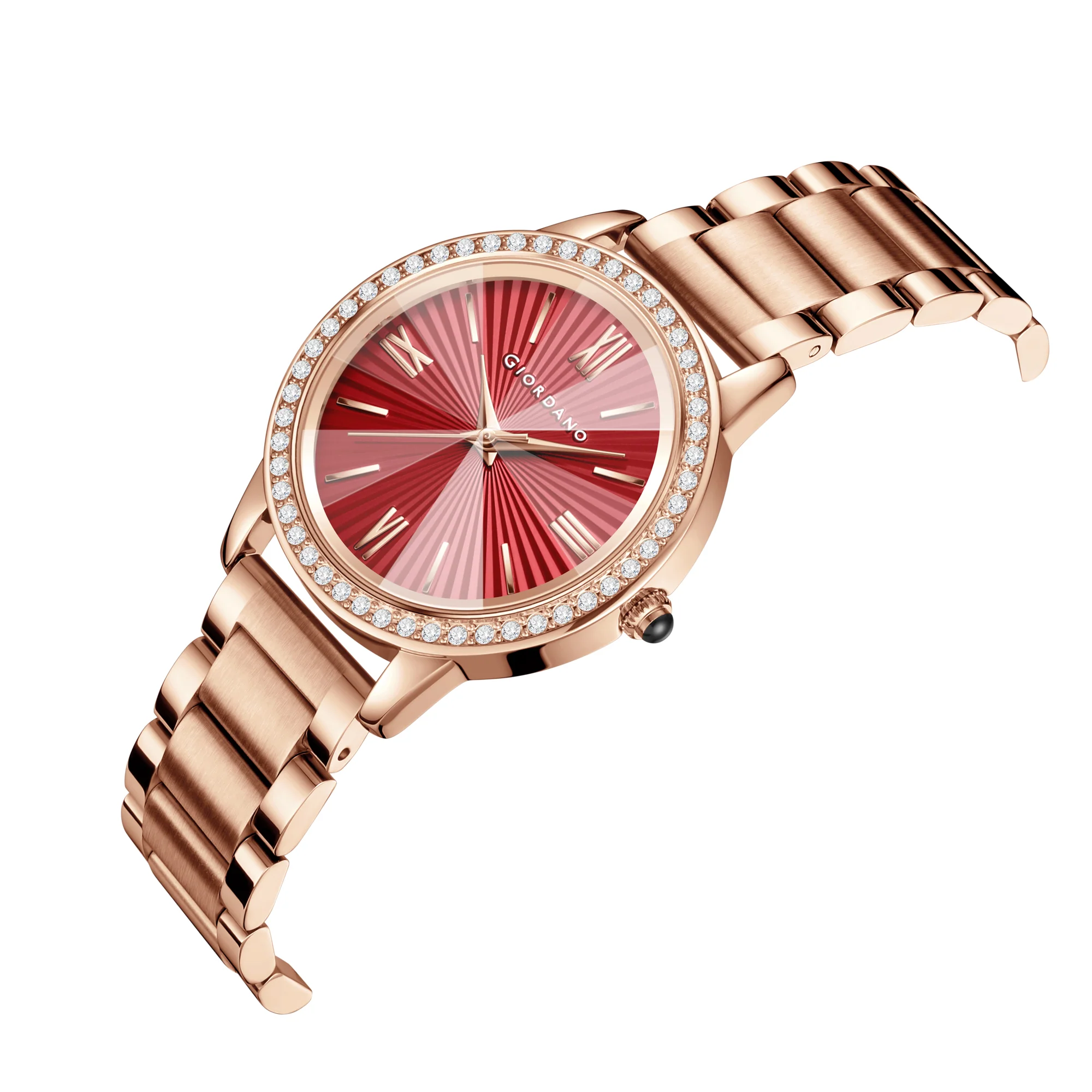 Giordano classic Watch for Women with Round Diamond Cut Glass Dial, Elegant Stainless Steel Strap with Quartz Movement | GZ-60118-22 - Image 7