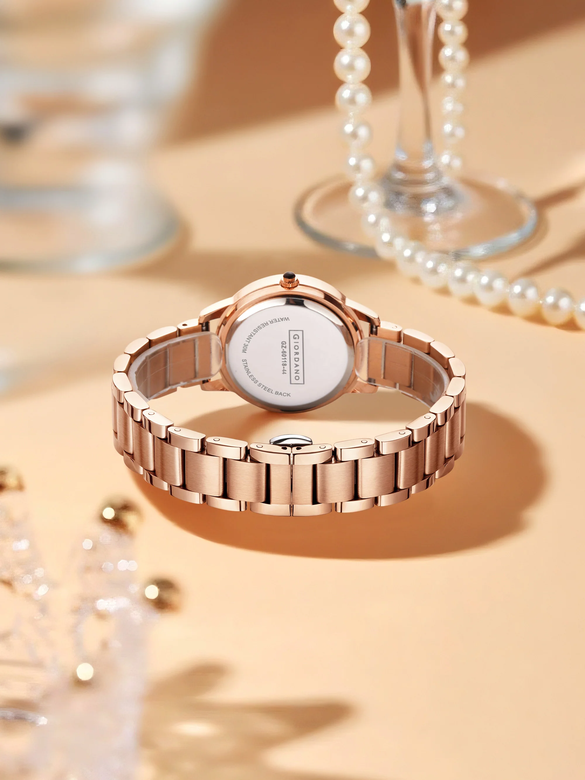 Giordano classic Watch for Women with Round Diamond Cut Glass Dial, Elegant Stainless Steel Strap with Quartz Movement | GZ-60118-44 - Image 5