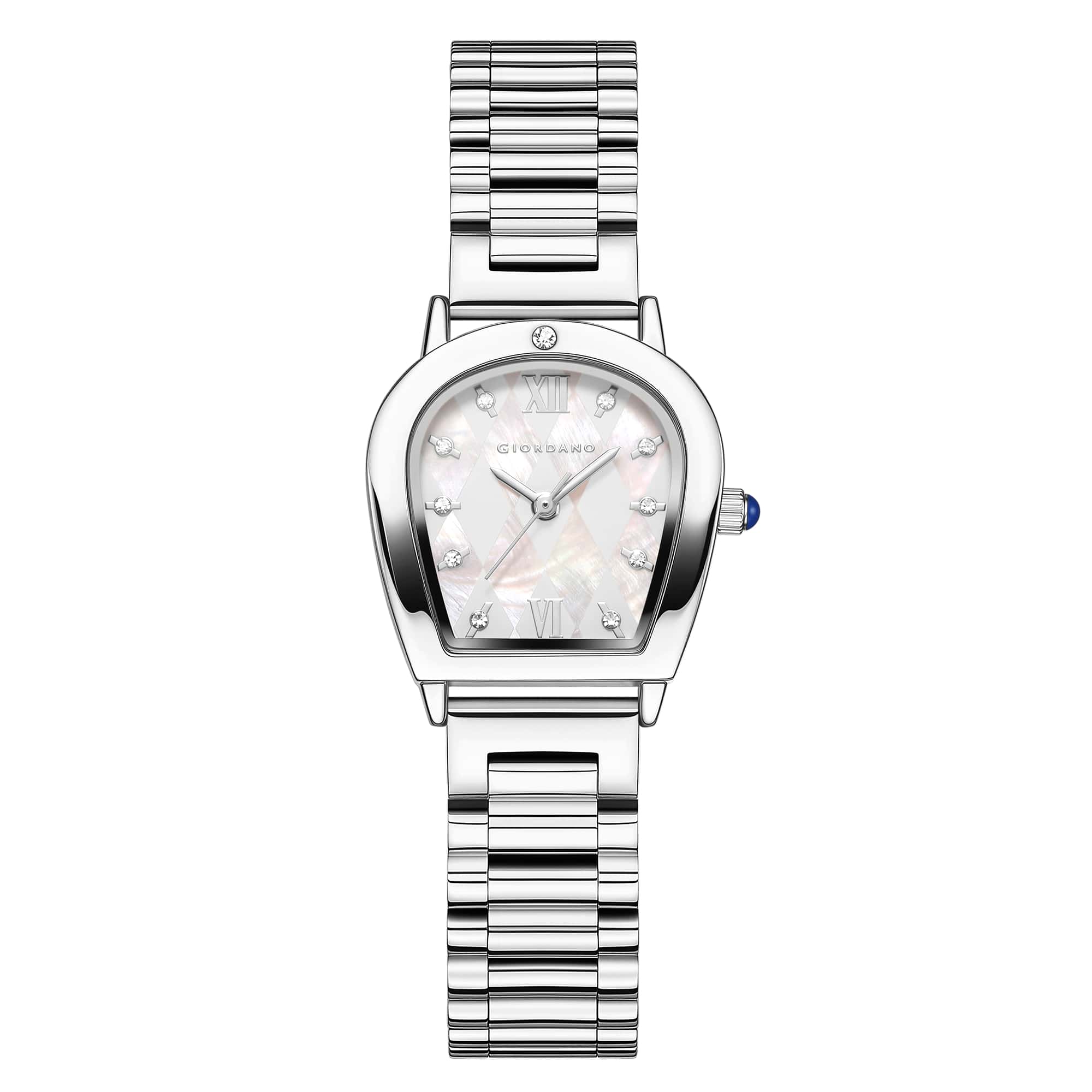 Giordano Classic Watch for Women with Textured Mother of Pearl Dial, Diamond Markers, Roman Indices & Stainless Steel Strap - GZ-60129-11 - Image 5