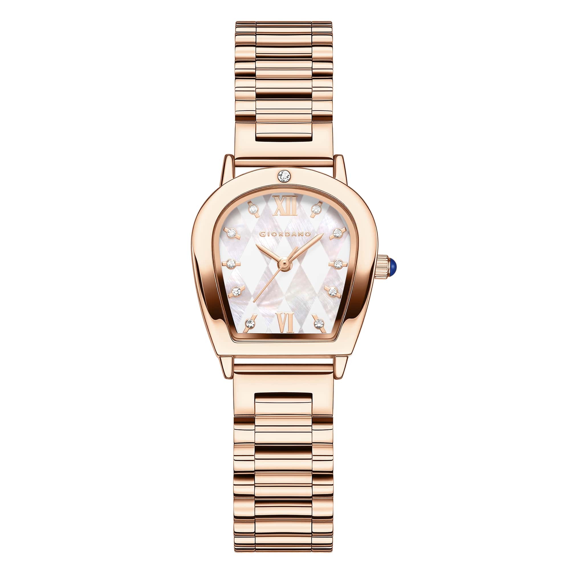 Giordano Classic Watch for Women with Textured Mother of Pearl Dial, Diamond Markers, Roman Indices & Stainless Steel Strap - GZ-60129-22 - Image 5