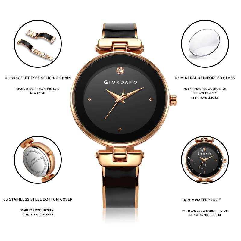 Giordano Designer Analog Watch for Women – Glossy Round Dial & Bracelet Style Stainless Steel Strap | GZ-60099-11 - Image 9