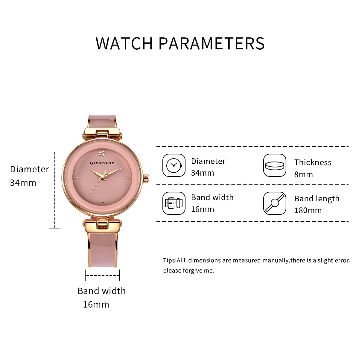Giordano Designer Analog Watch for Women – Glossy Round Dial & Bracelet Style Stainless Steel Strap | GZ-60099-22 - Image 4