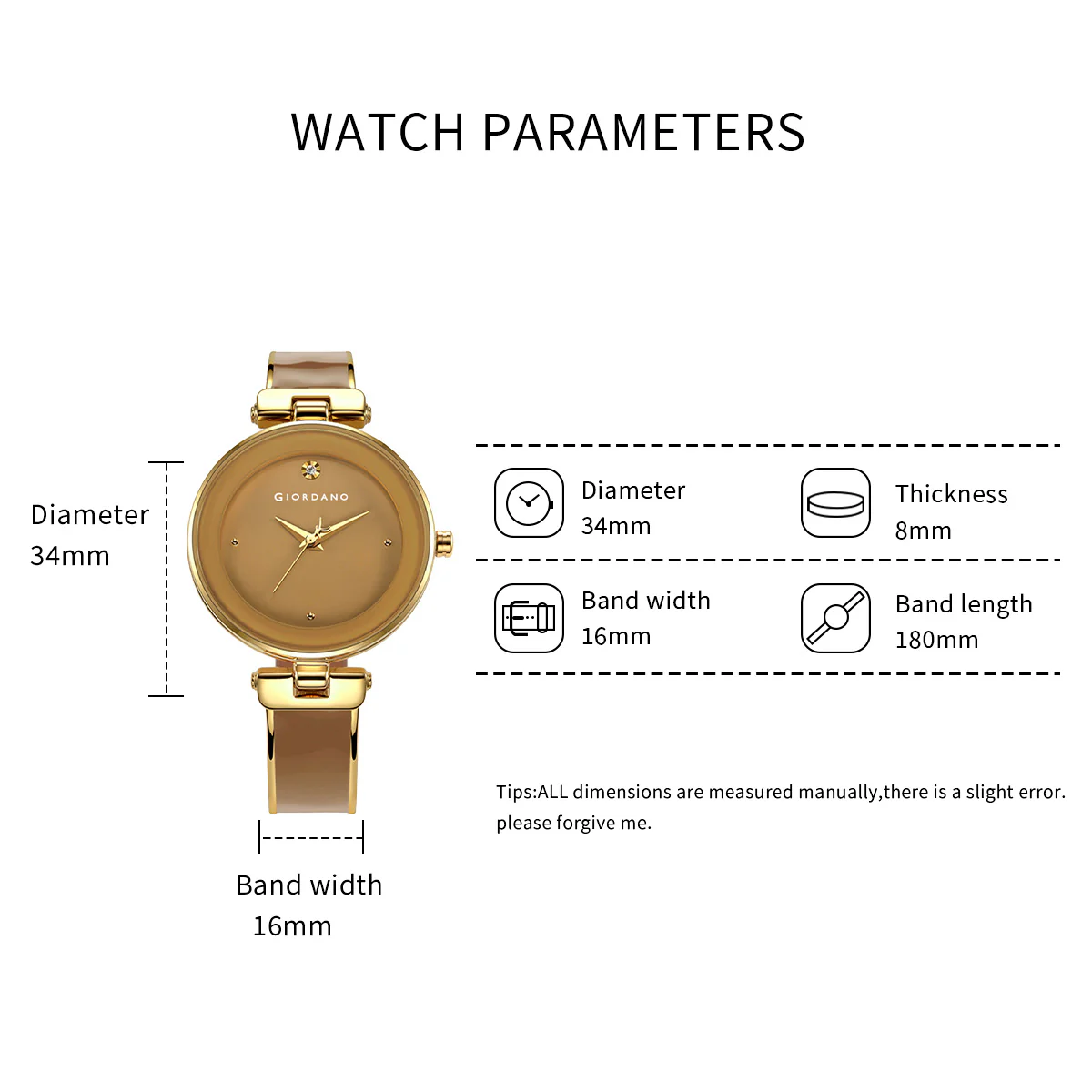 Giordano Designer Analog Watch for Women – Glossy Round Dial & Bracelet Style Stainless Steel Strap | GZ-60099-33 - Image 3