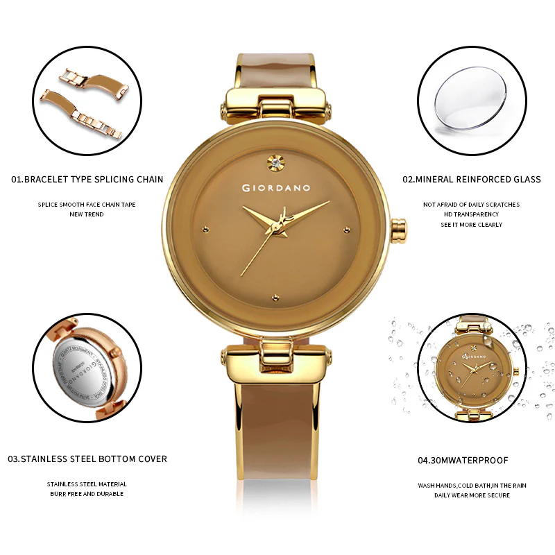 Giordano Designer Analog Watch for Women – Glossy Round Dial & Bracelet Style Stainless Steel Strap | GZ-60099-33 - Image 4